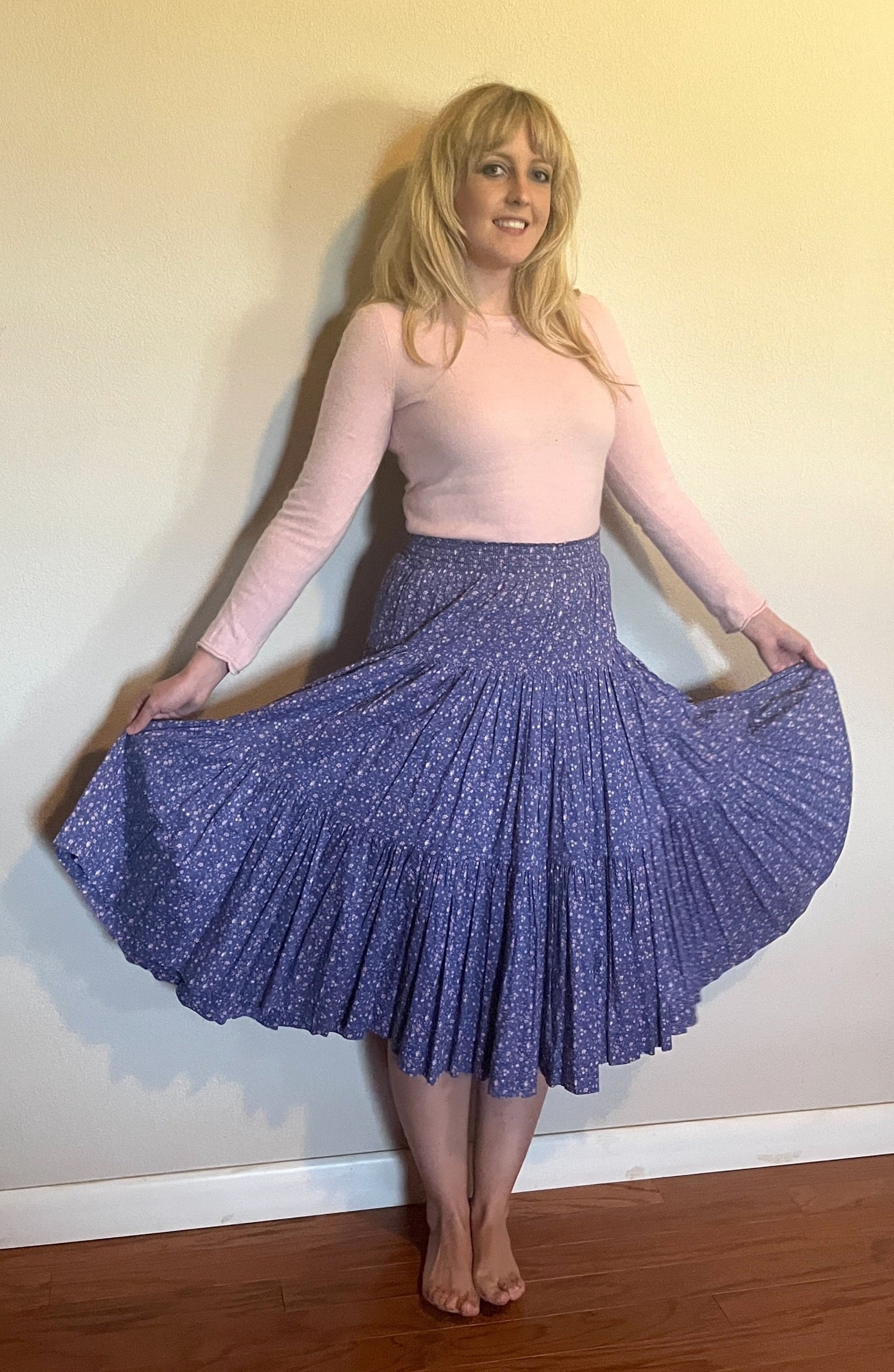 Vintage 1990's "Laura Ashley" Purple Floral Tiered Skirt