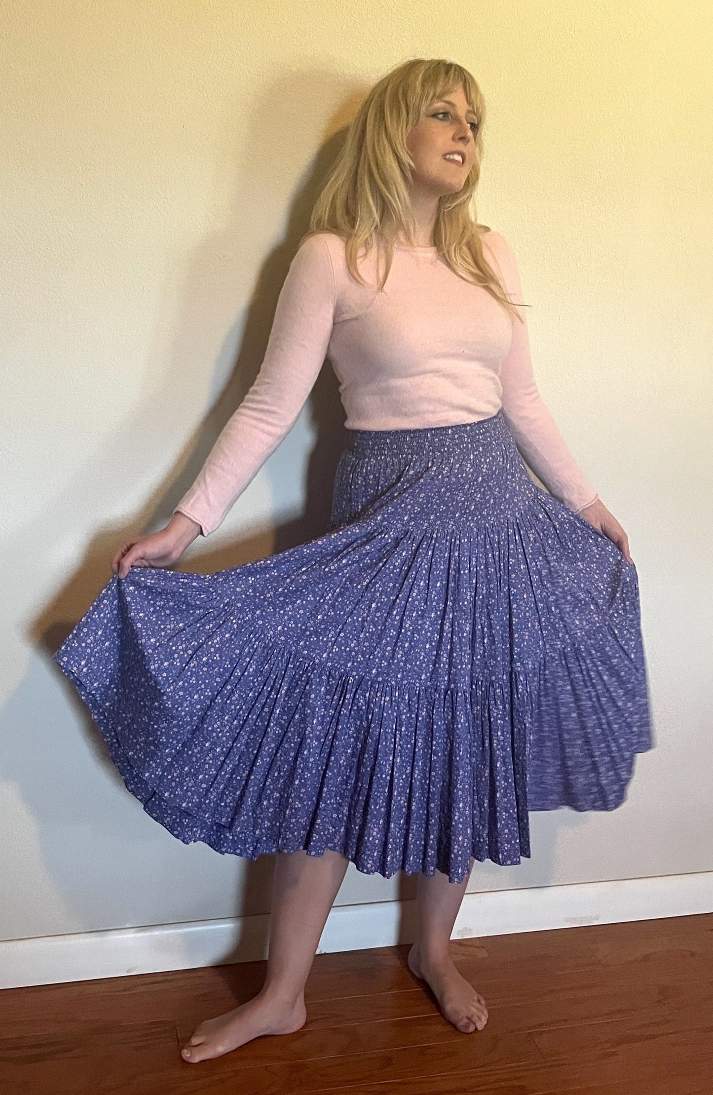 Vintage 1990's "Laura Ashley" Purple Floral Tiered Skirt