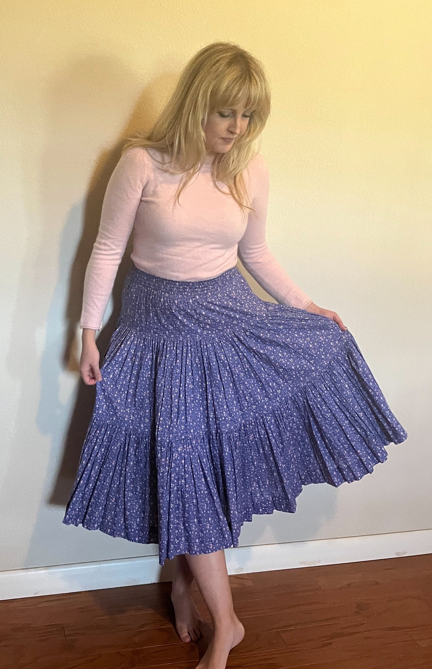 Vintage 1990's "Laura Ashley" Purple Floral Tiered Skirt