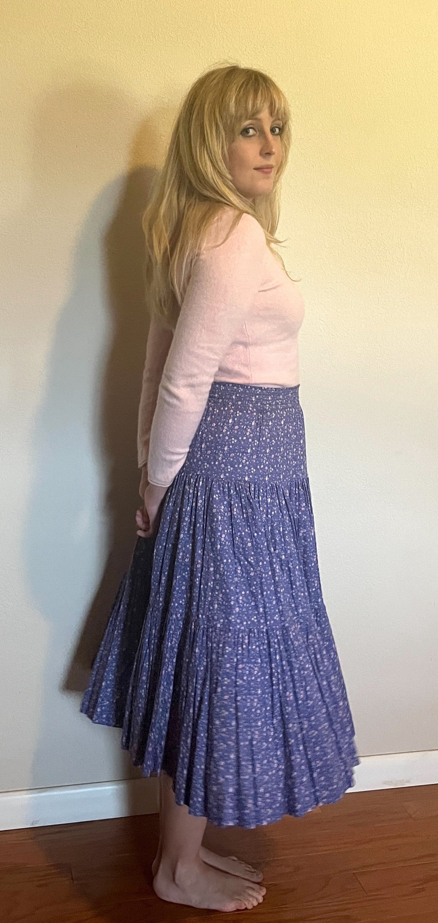 Vintage 1990's "Laura Ashley" Purple Floral Tiered Skirt