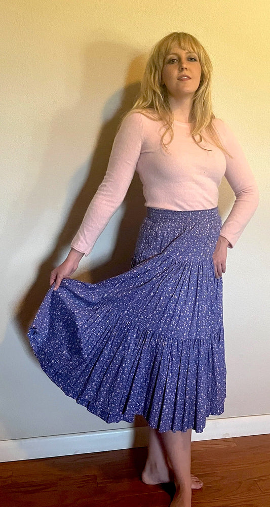 Vintage 1990's "Laura Ashley" Purple Floral Tiered Skirt