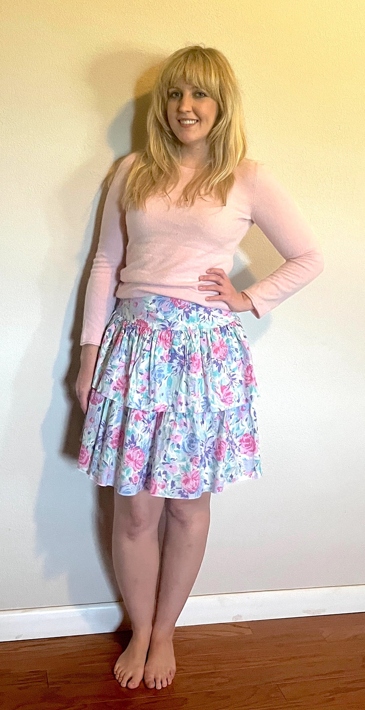 Vintage 1980's "Laura Ashley" Pink & Purple Floral Skirt