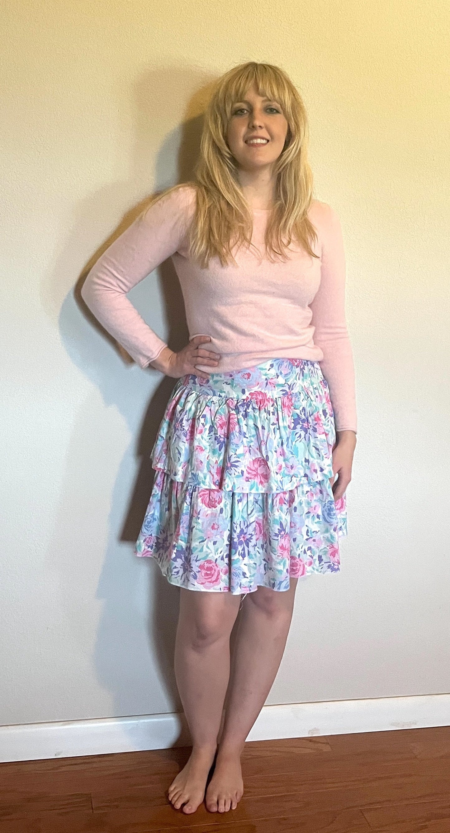 Vintage 1980's "Laura Ashley" Pink & Purple Floral Skirt
