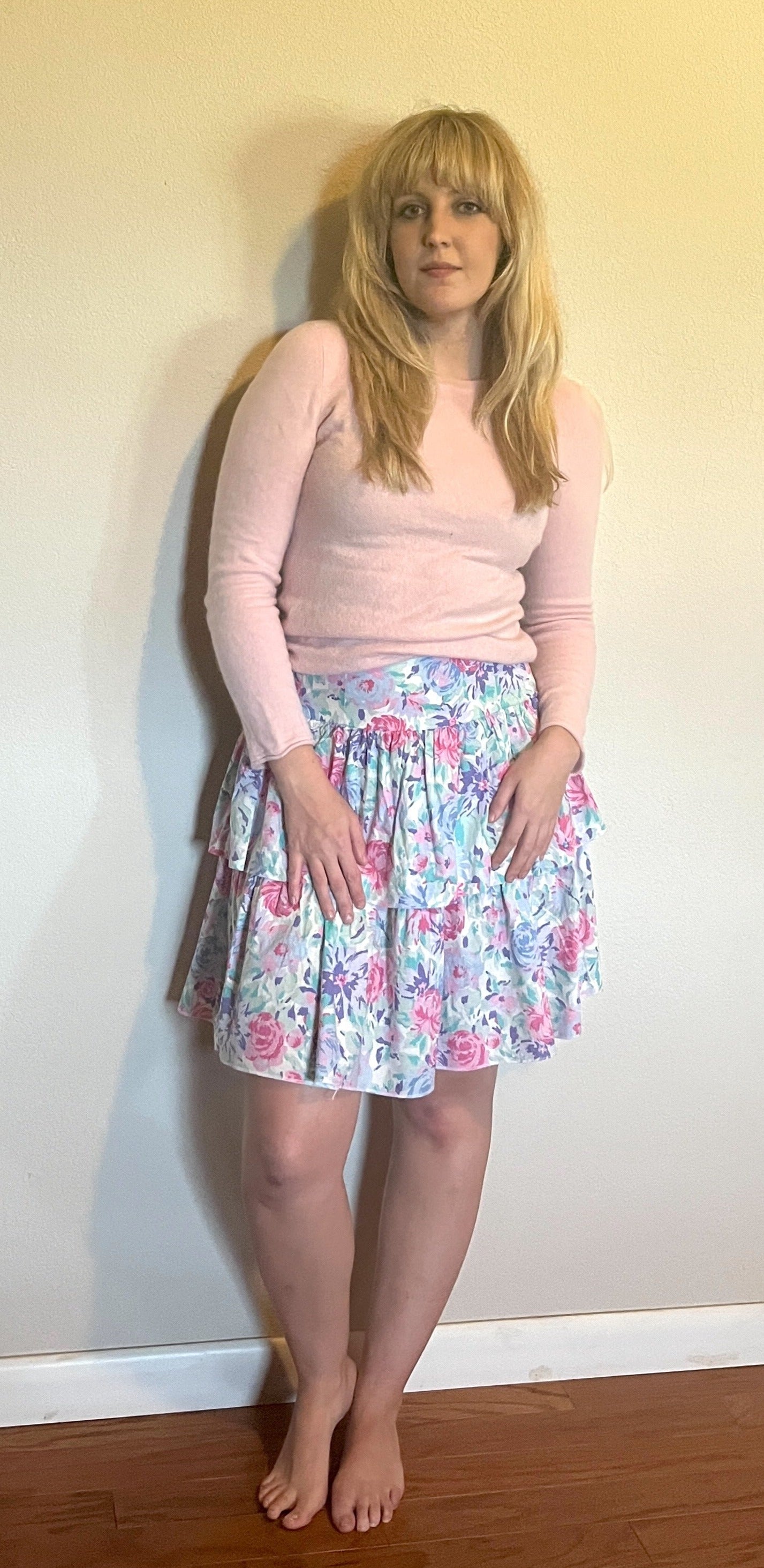 Vintage 1980's "Laura Ashley" Pink & Purple Floral Skirt
