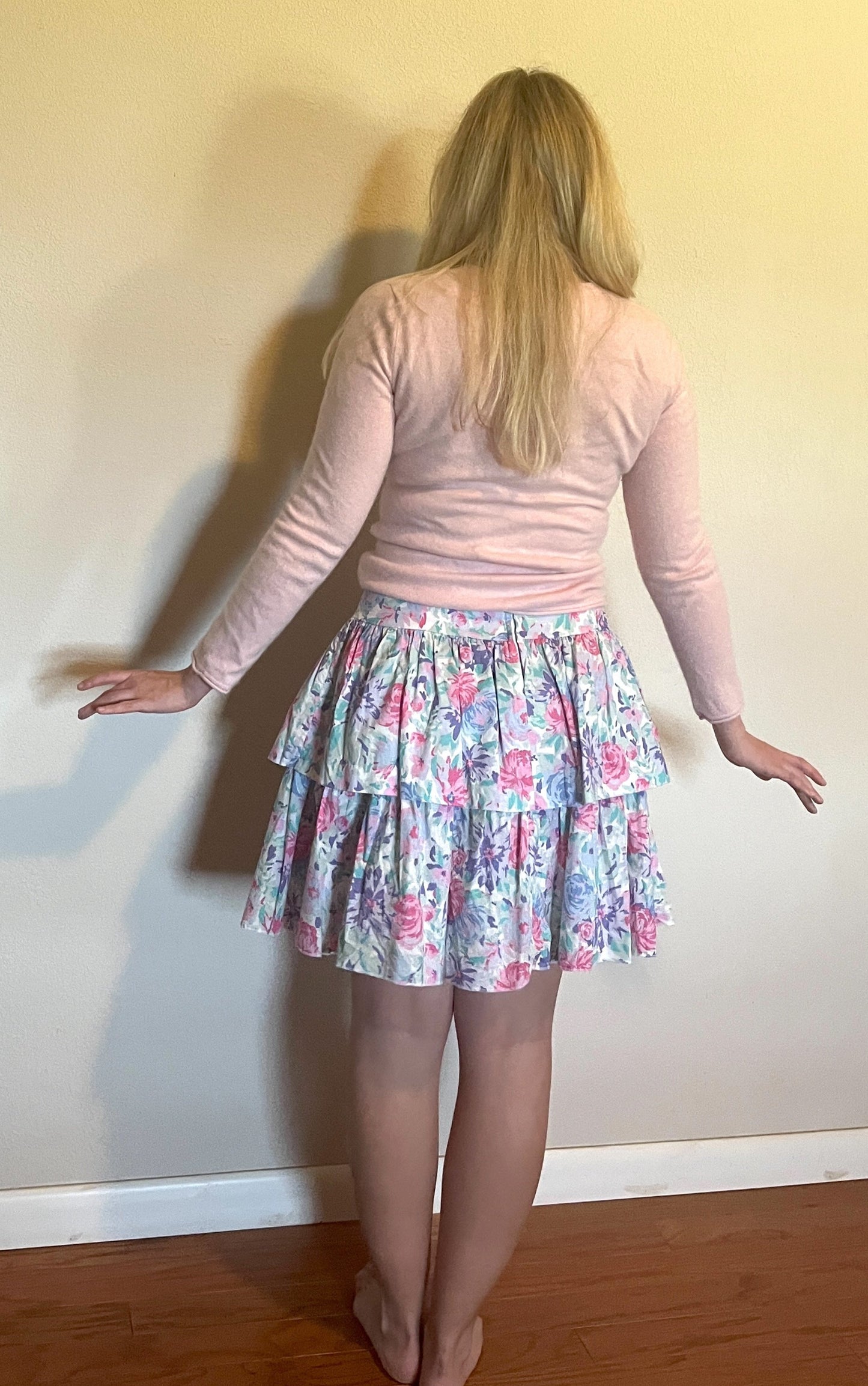 Vintage 1980's "Laura Ashley" Pink & Purple Floral Skirt