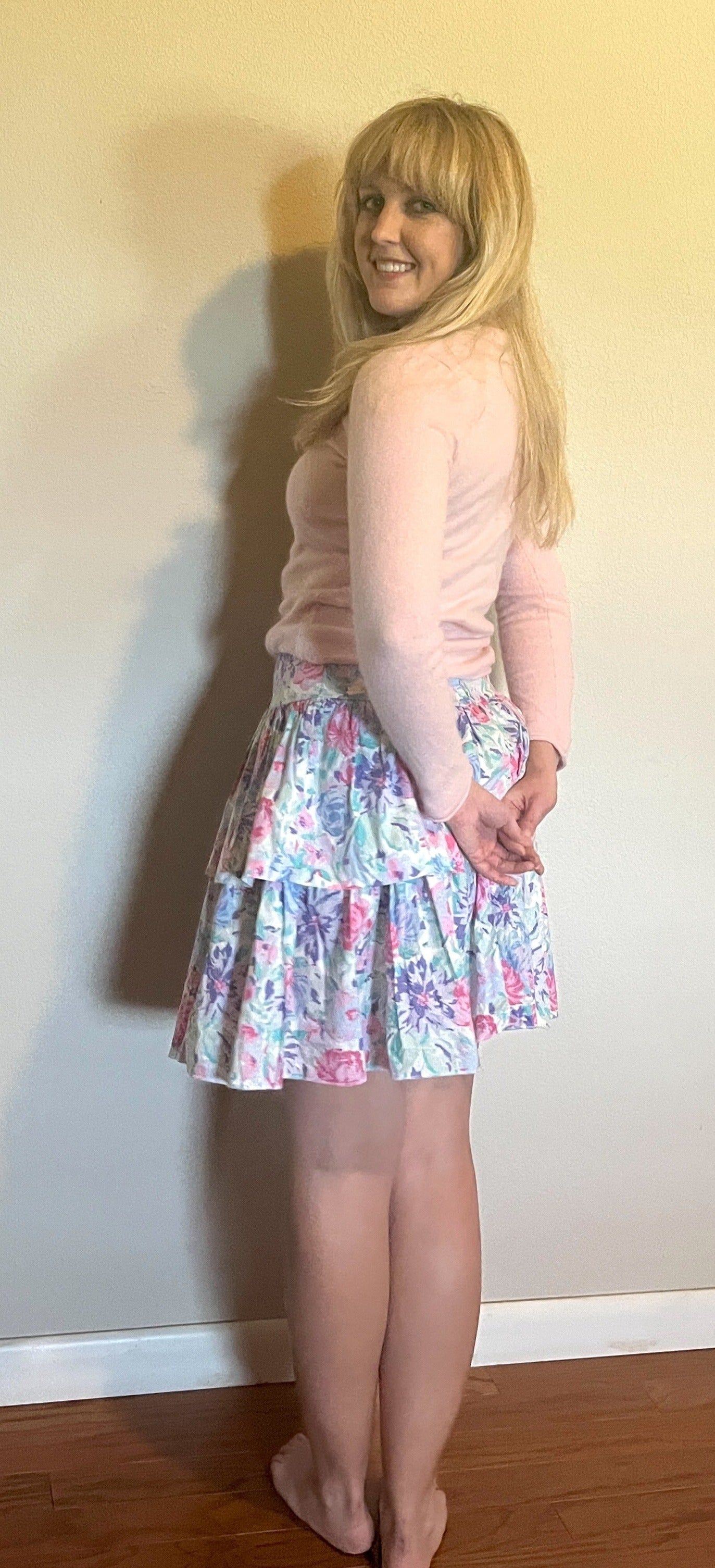 Vintage 1980's "Laura Ashley" Pink & Purple Floral Skirt