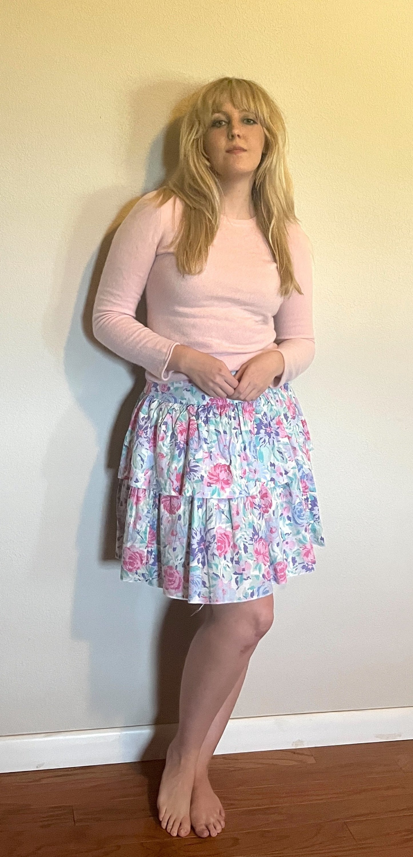 Vintage 1980's "Laura Ashley" Pink & Purple Floral Skirt