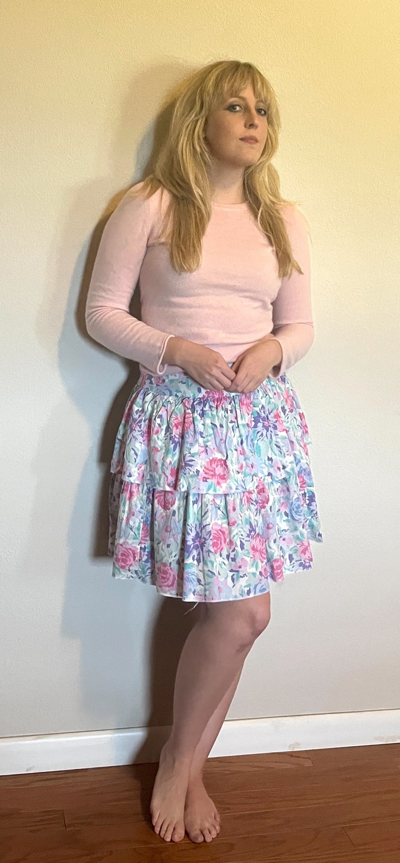 Vintage 1980's "Laura Ashley" Pink & Purple Floral Skirt