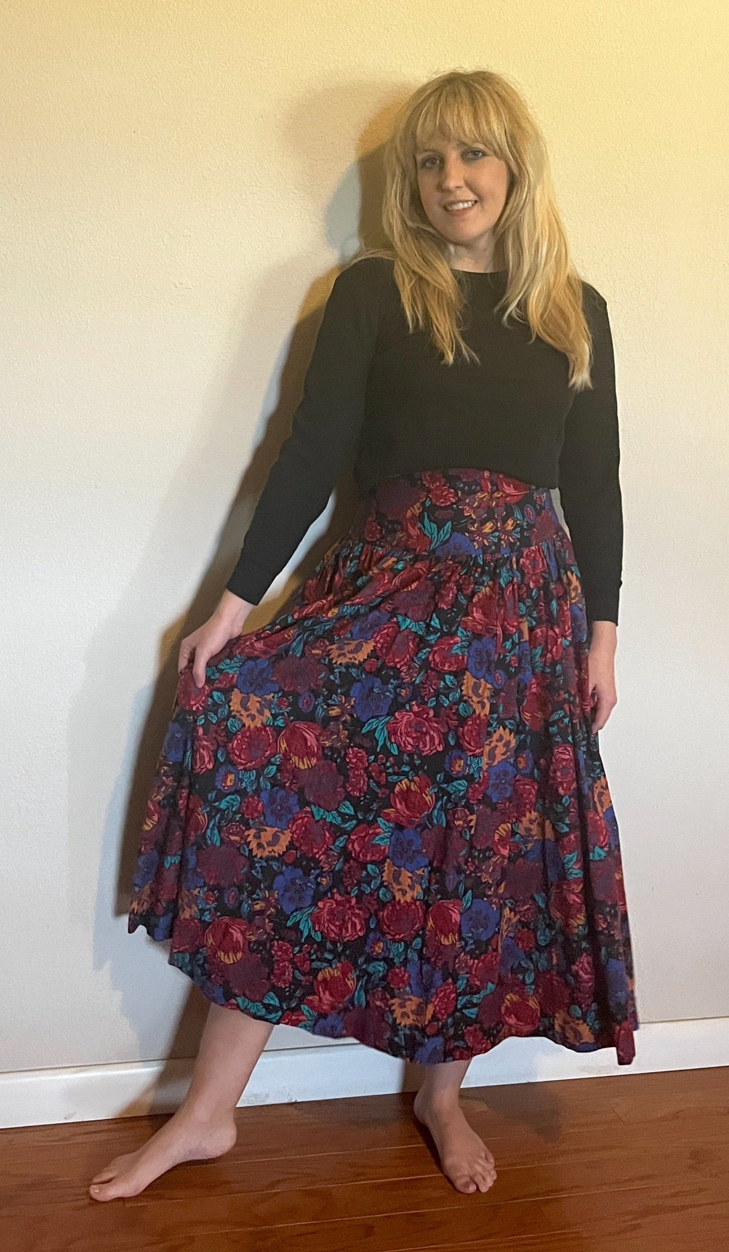 Vintage 1980's "Laura Ashley" Asymmetrical Floral Maxi Skirt