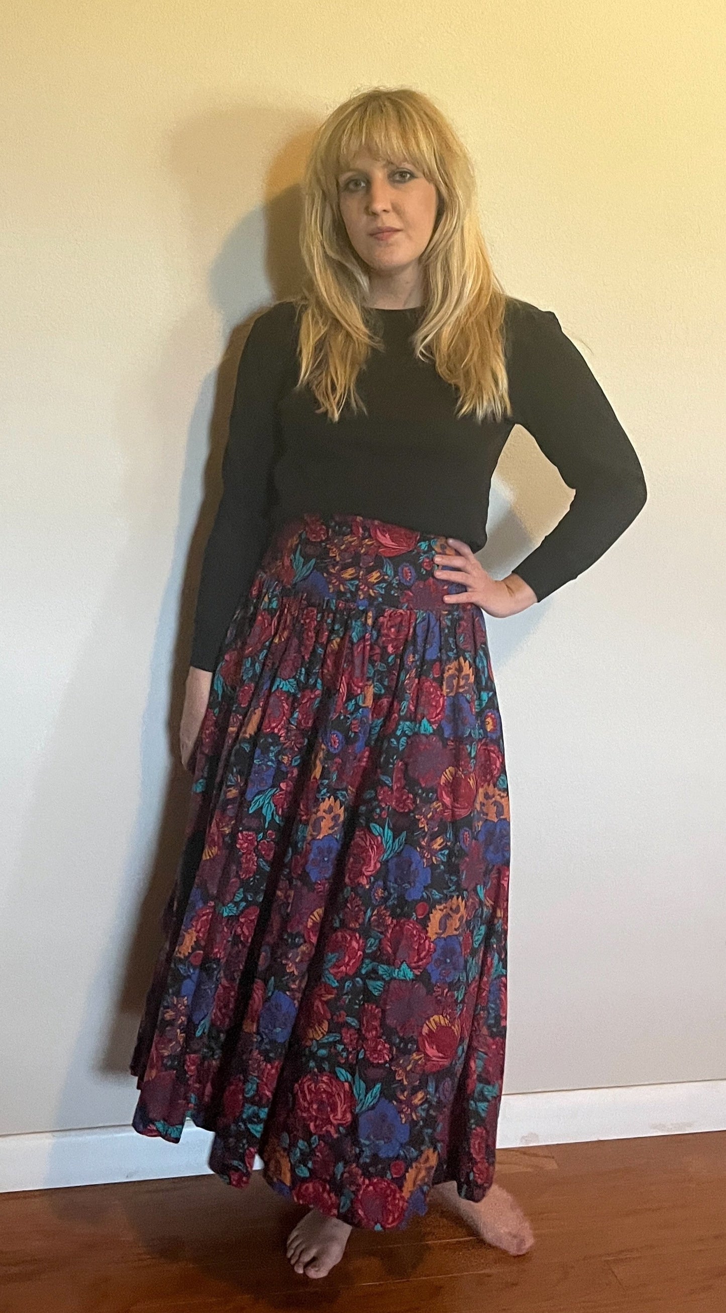 Vintage 1980's "Laura Ashley" Asymmetrical Floral Maxi Skirt