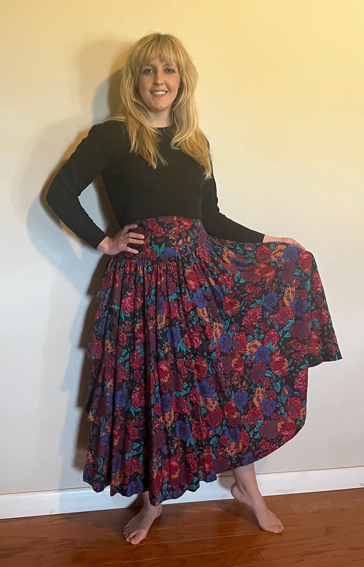 Vintage 1980's "Laura Ashley" Asymmetrical Floral Maxi Skirt