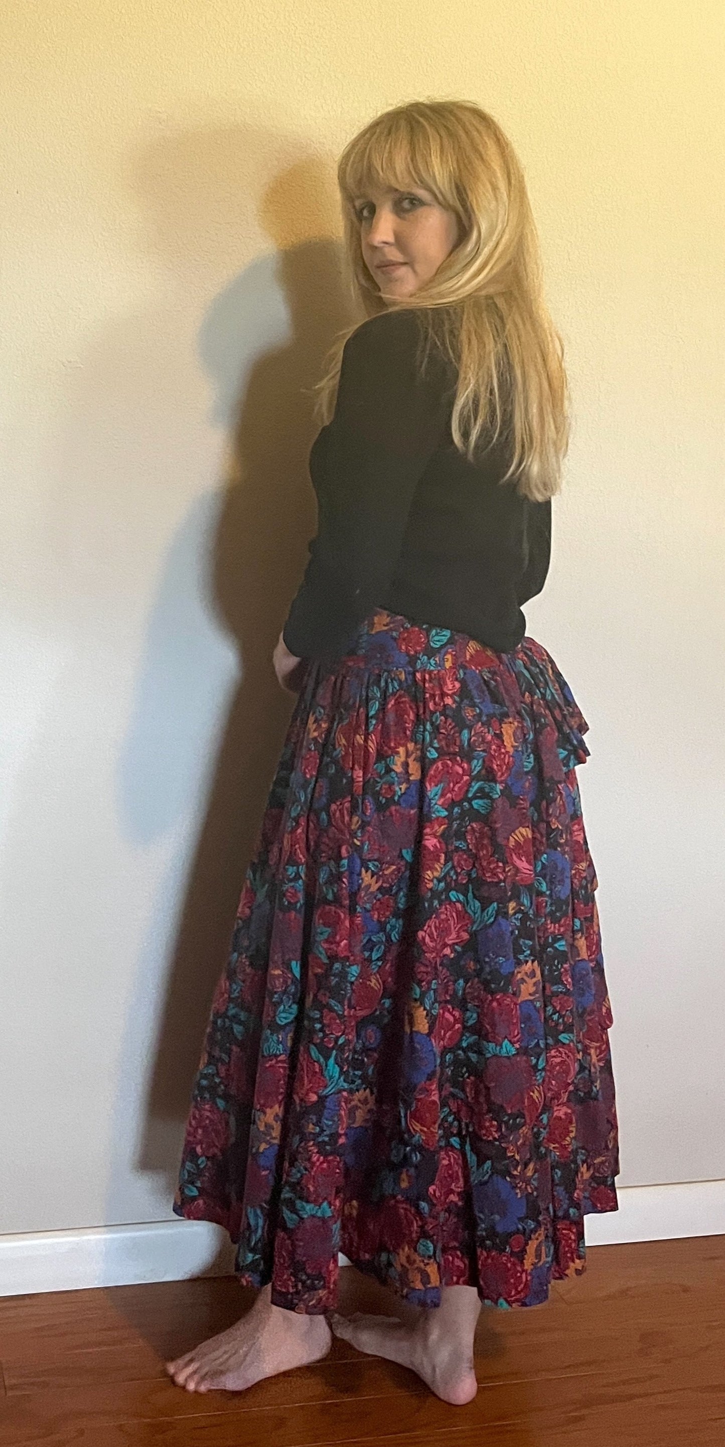 Vintage 1980's "Laura Ashley" Asymmetrical Floral Maxi Skirt