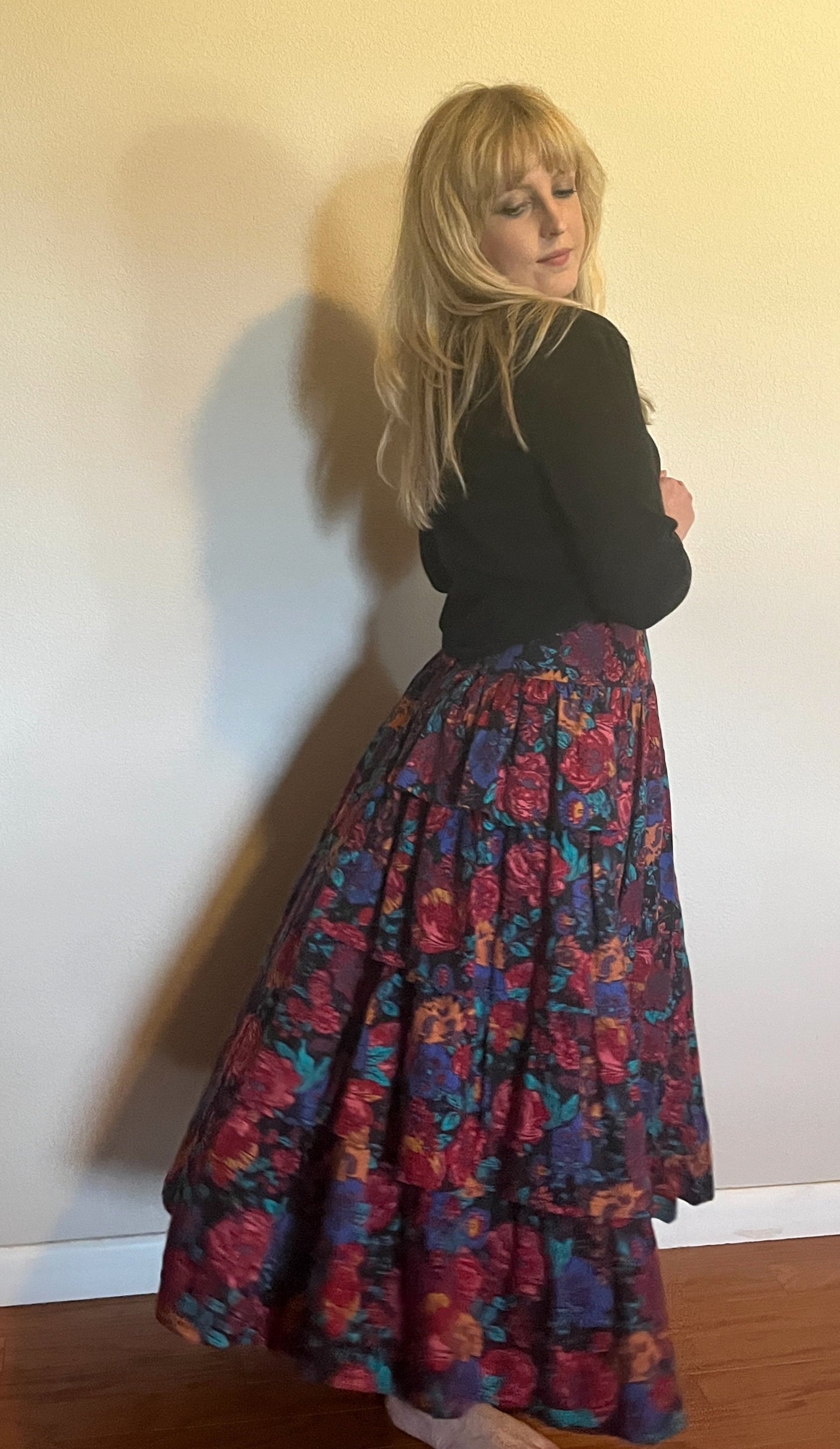 Vintage 1980's "Laura Ashley" Asymmetrical Floral Maxi Skirt