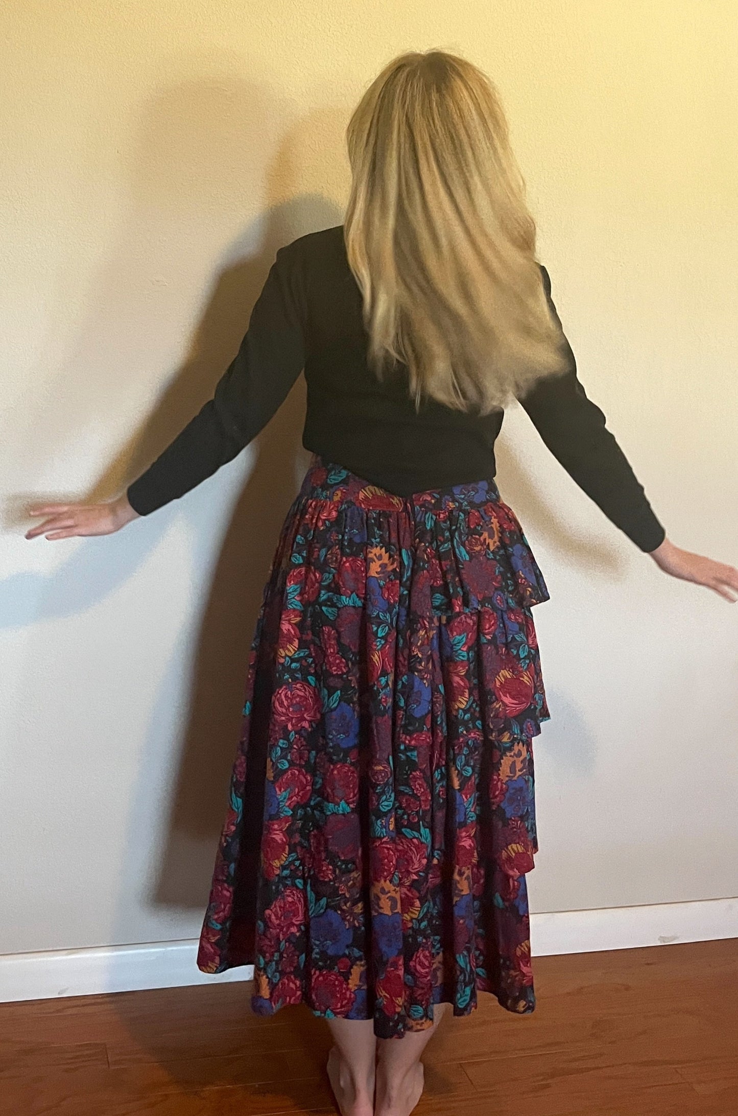 Vintage 1980's "Laura Ashley" Asymmetrical Floral Maxi Skirt