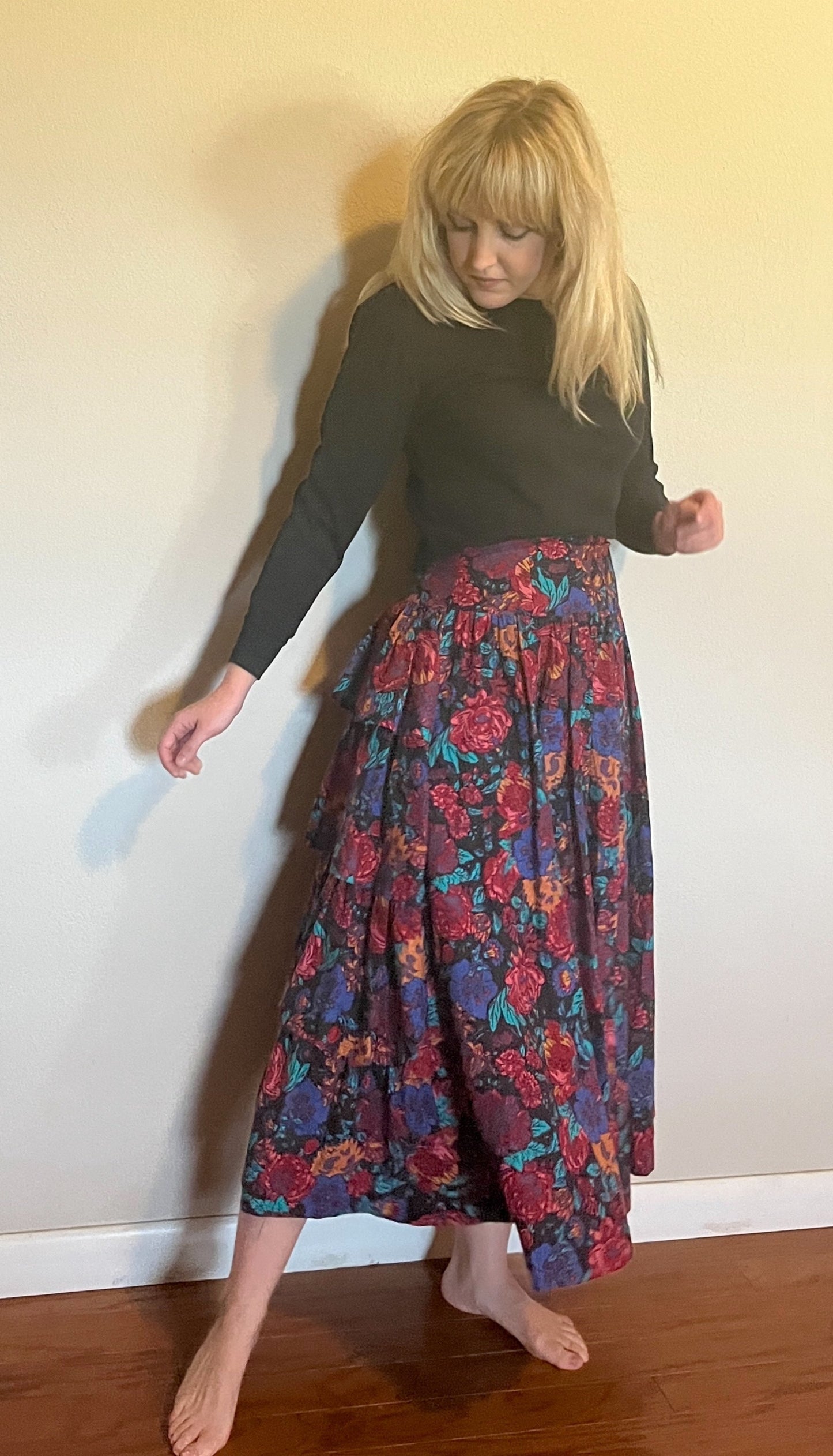 Vintage 1980's "Laura Ashley" Asymmetrical Floral Maxi Skirt