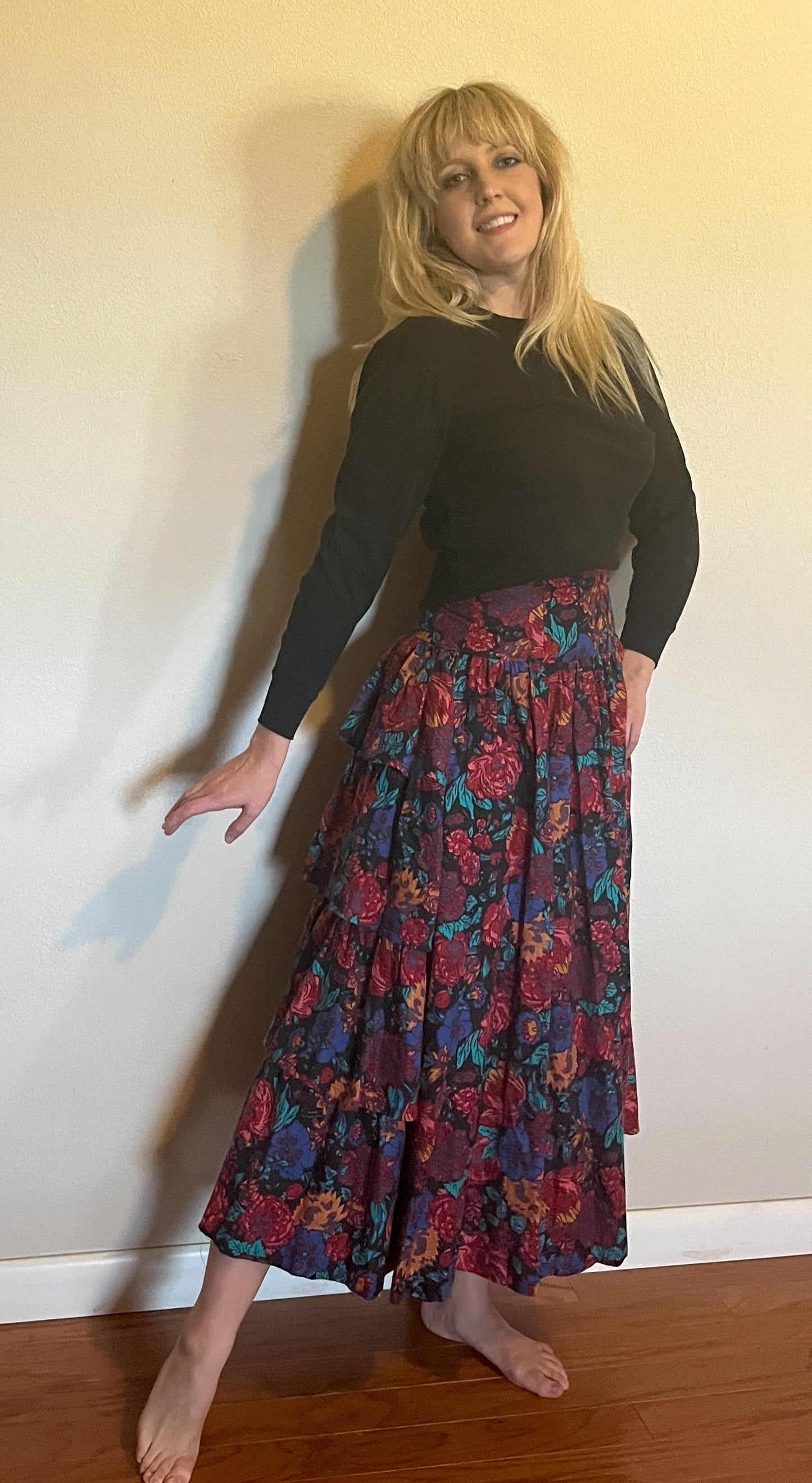 Vintage 1980's "Laura Ashley" Asymmetrical Floral Maxi Skirt