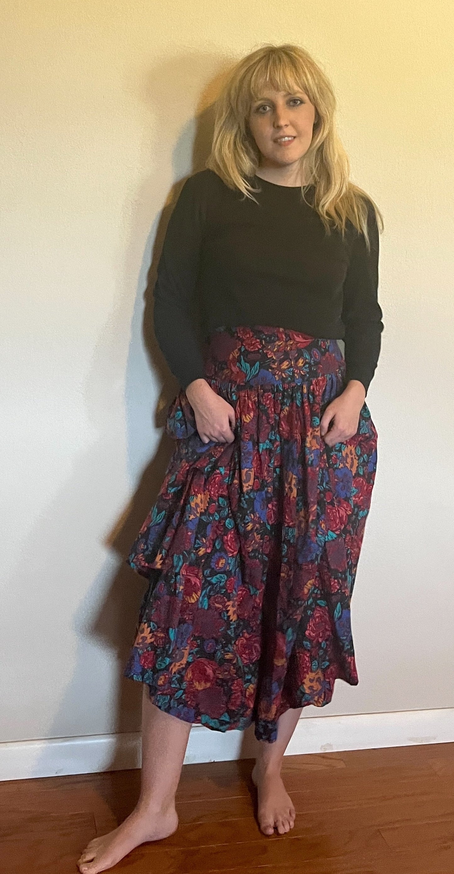 Vintage 1980's "Laura Ashley" Asymmetrical Floral Maxi Skirt