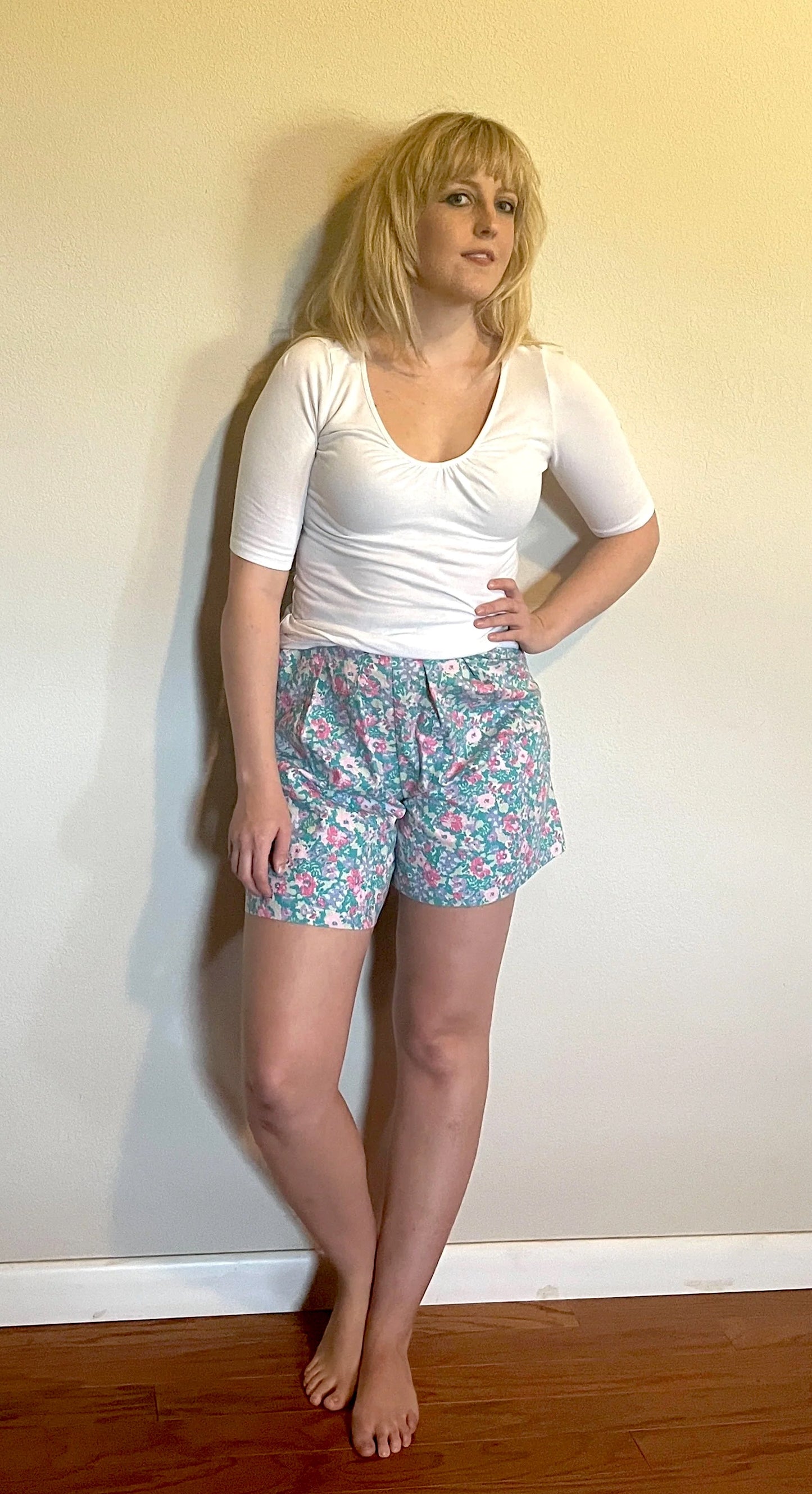 Vintage 1980's "Laura Ashley" Turquoise & Pink Floral Shorts