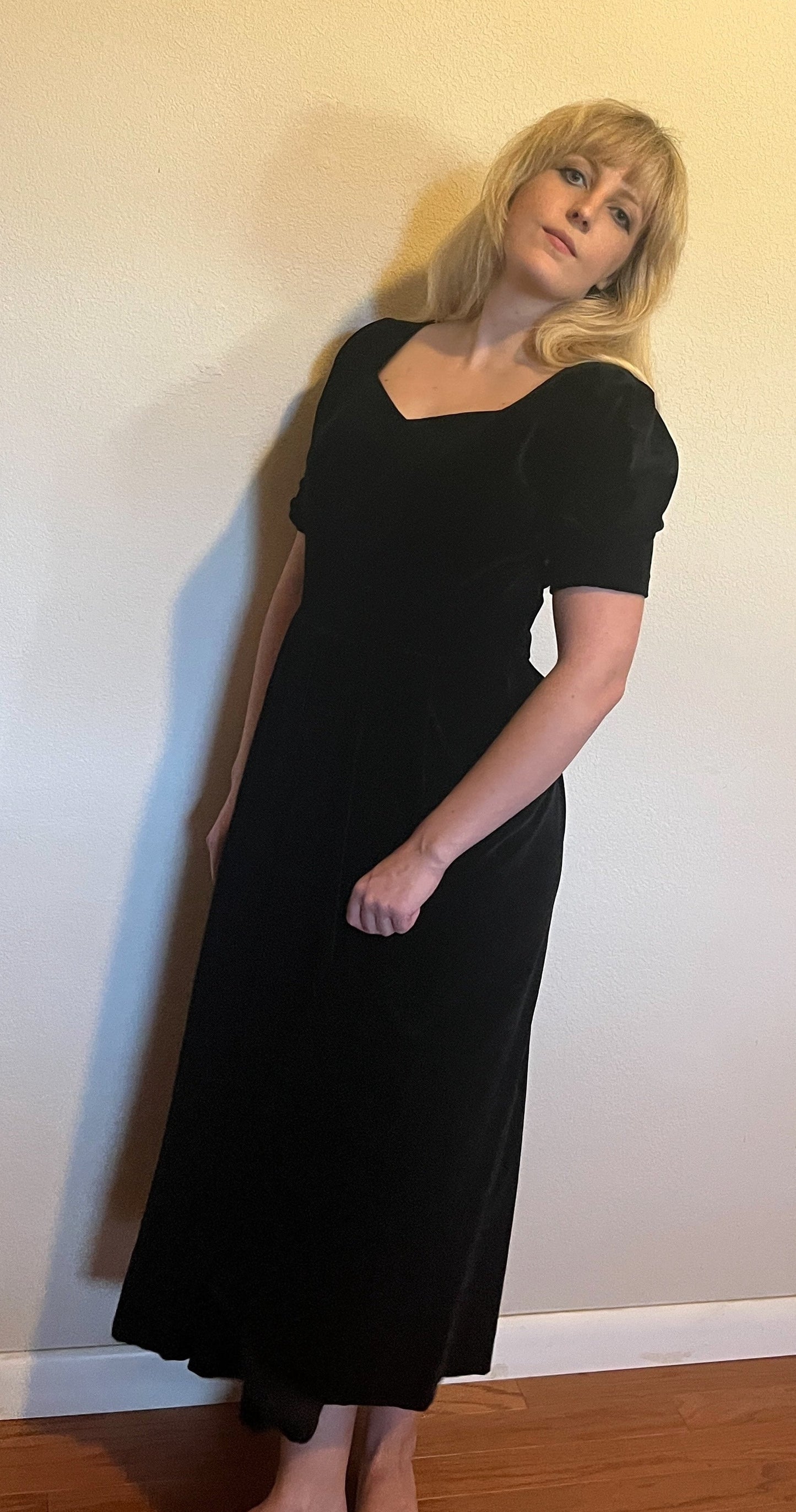 Vintage 1980's "Laura Ashley" Black Velvet Dress