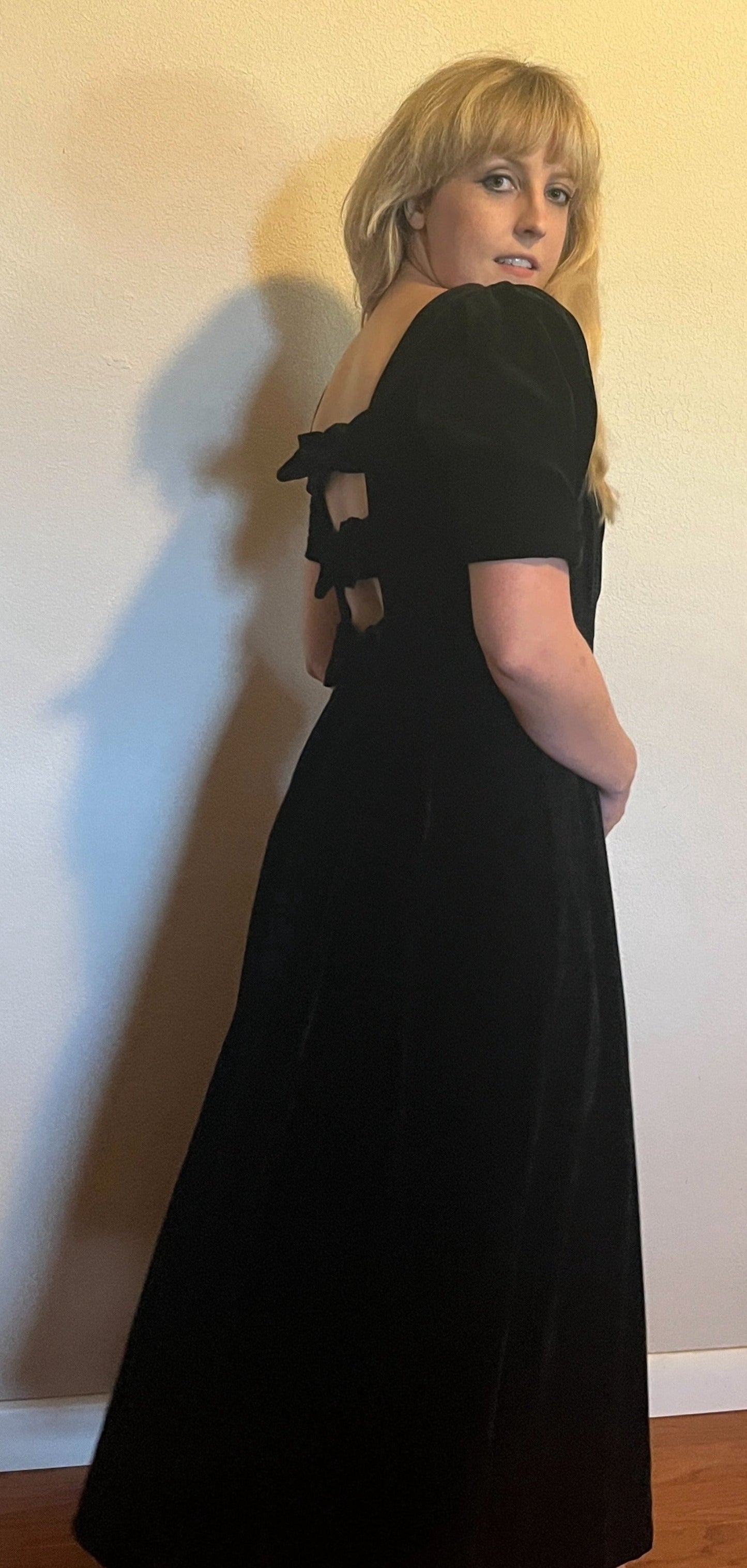 Vintage 1980's "Laura Ashley" Black Velvet Dress