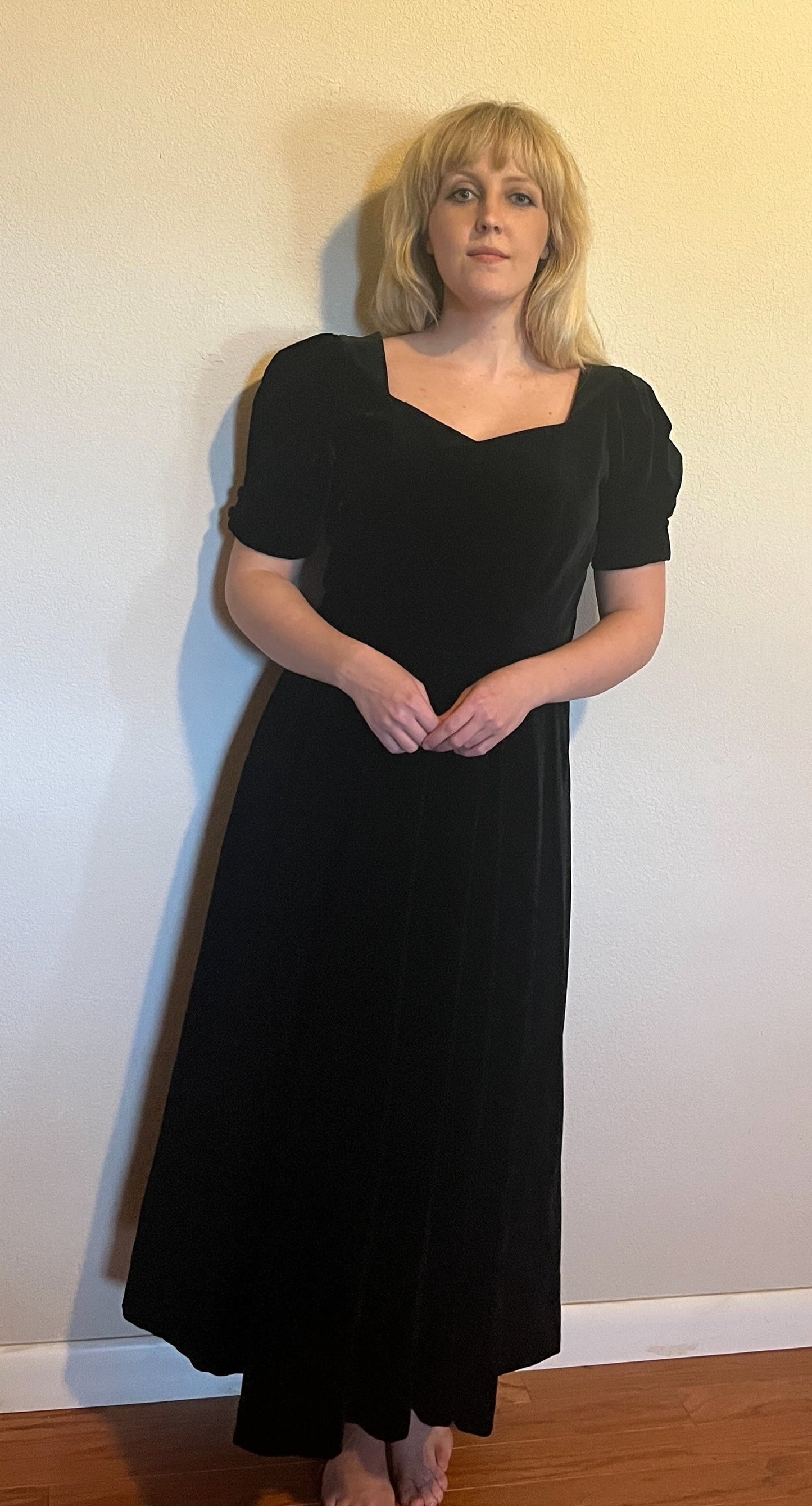 Vintage 1980's "Laura Ashley" Black Velvet Dress