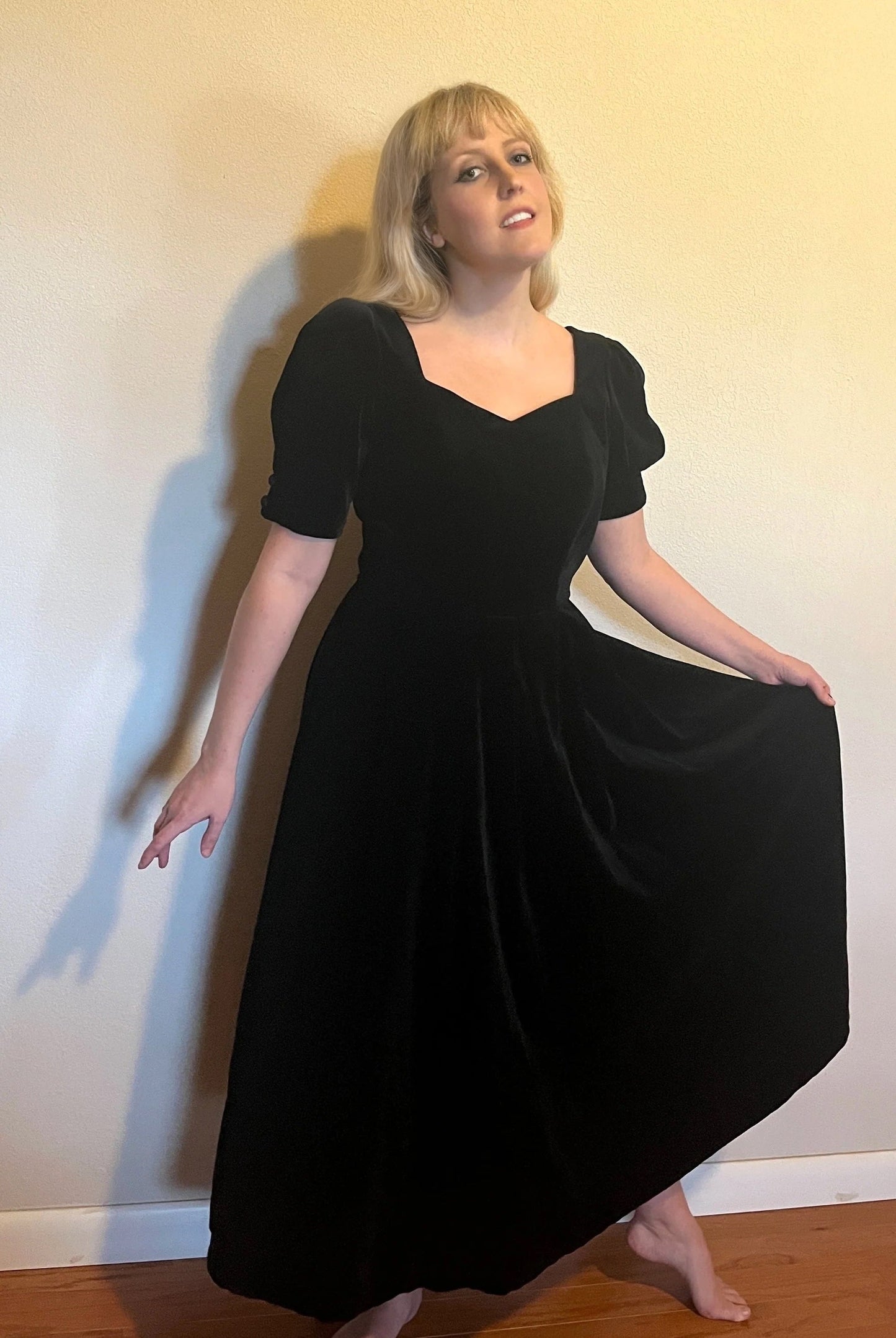 Vintage 1980's "Laura Ashley" Black Velvet Dress