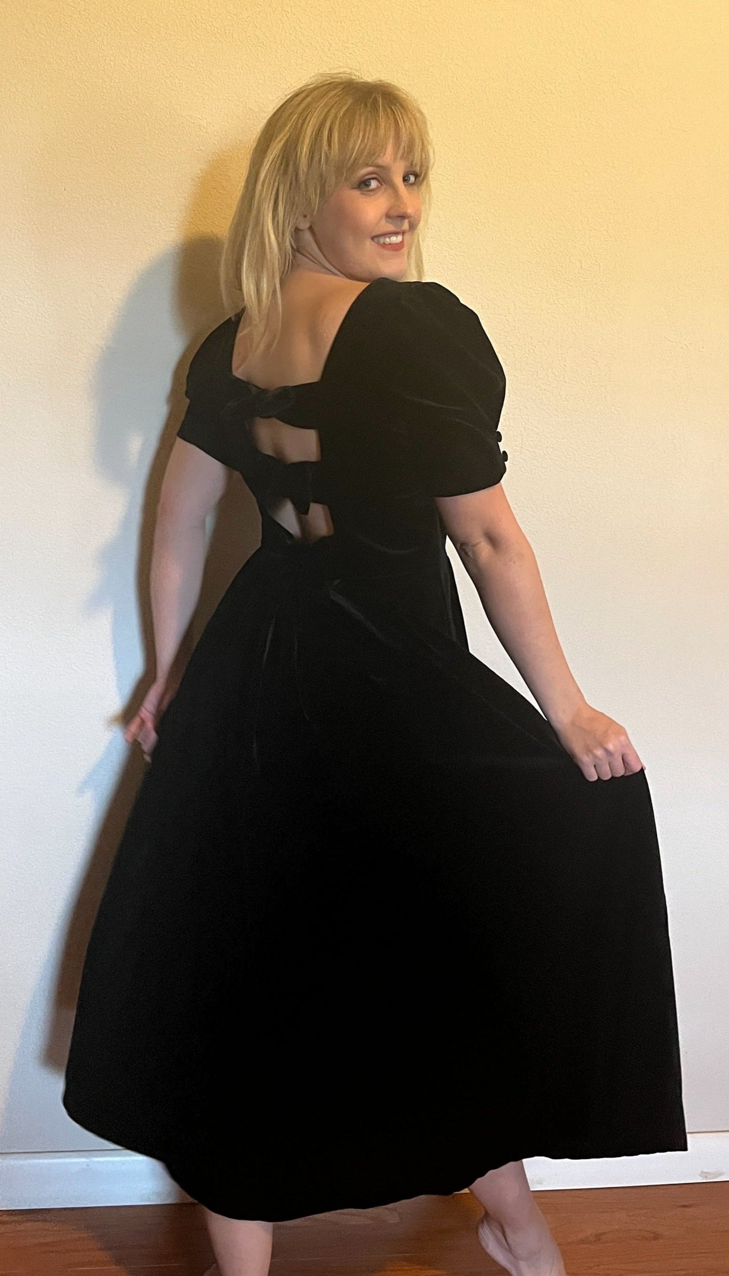 Vintage 1980's "Laura Ashley" Black Velvet Dress