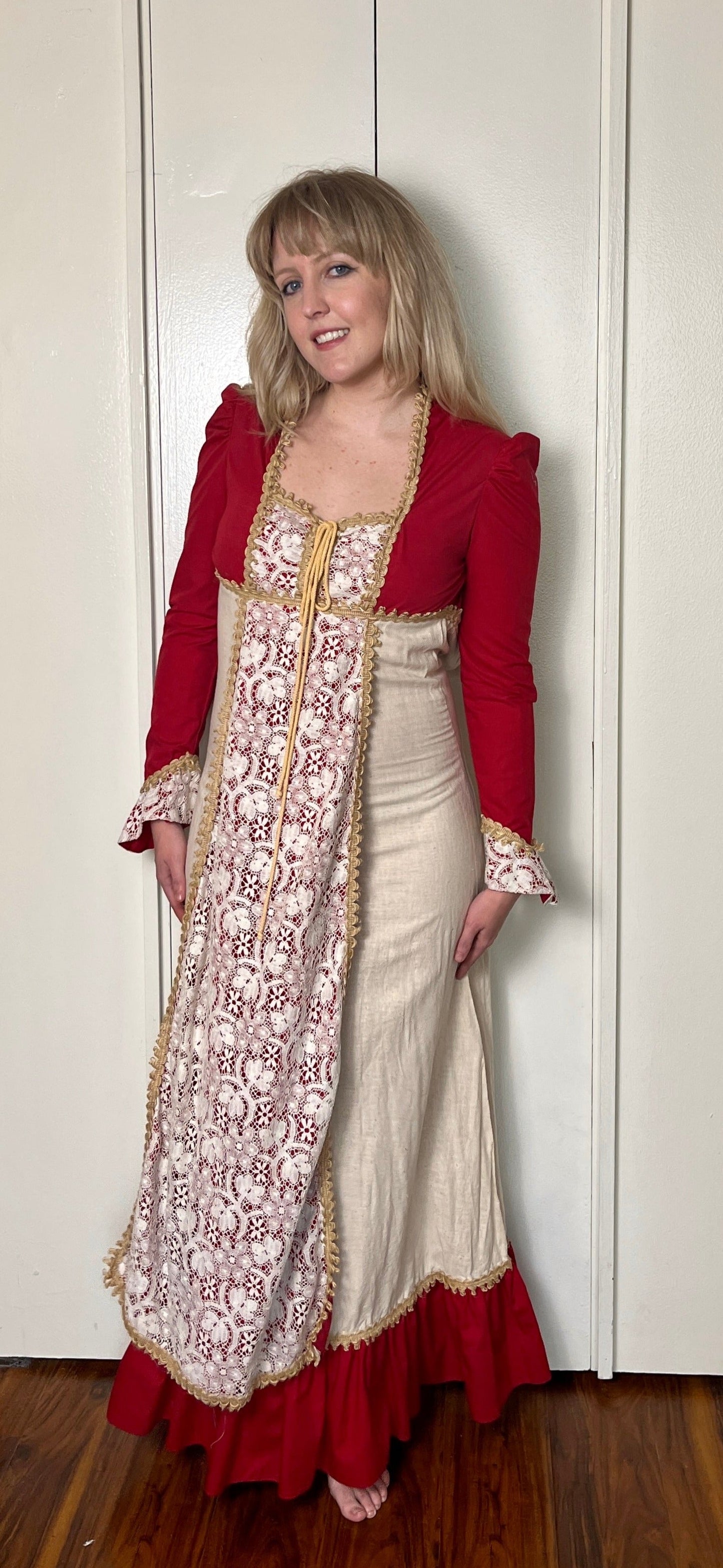 Vintage 1960's "Gunne Sax by Jessica McClintock" (Black Label) Red (Crimson Princess) Maxi Dress