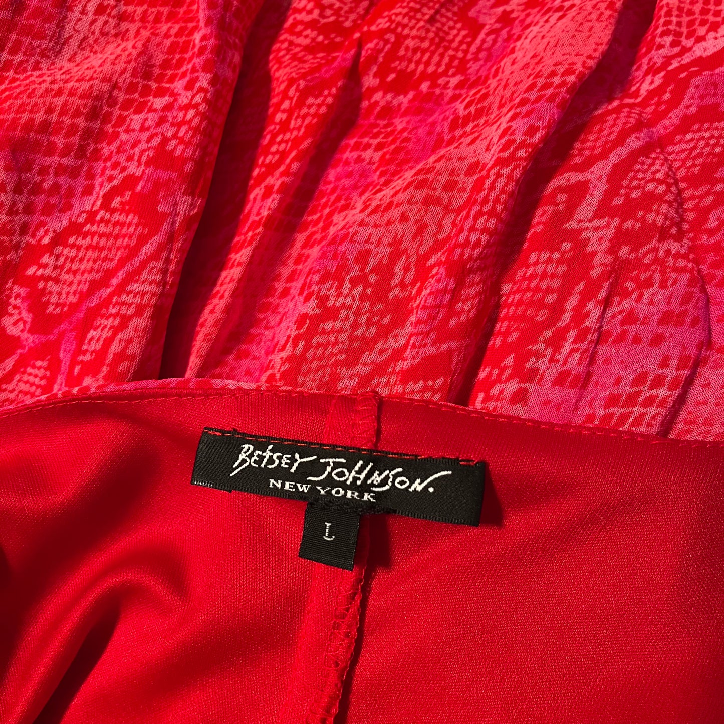 Vintage 1990's "Betsey Johnson" Hot Pink Snake-Print Slip Dress