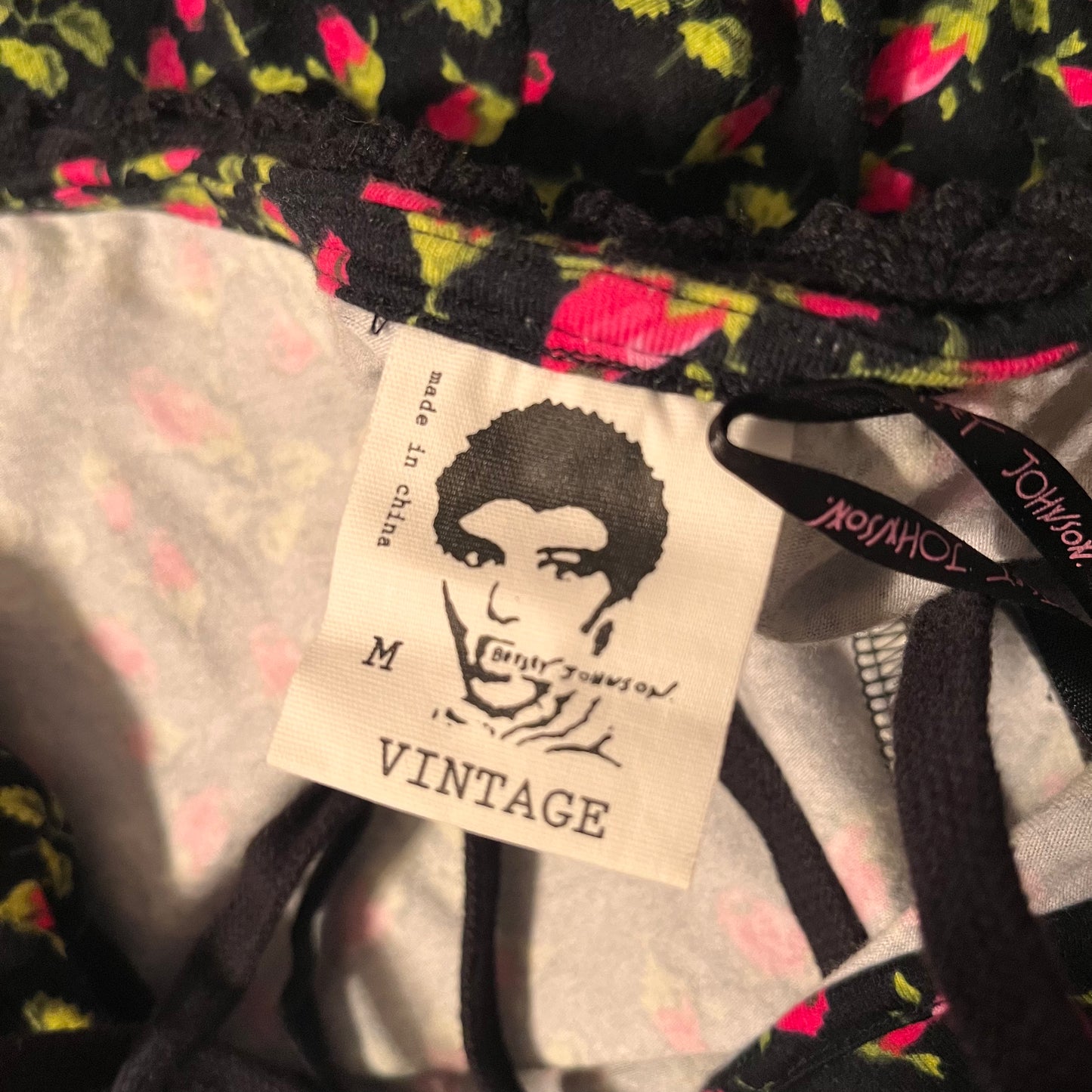Vintage Y2K "Betsey Johnson" (Punk Label Throwback) Black & Pink Rosebud Dress