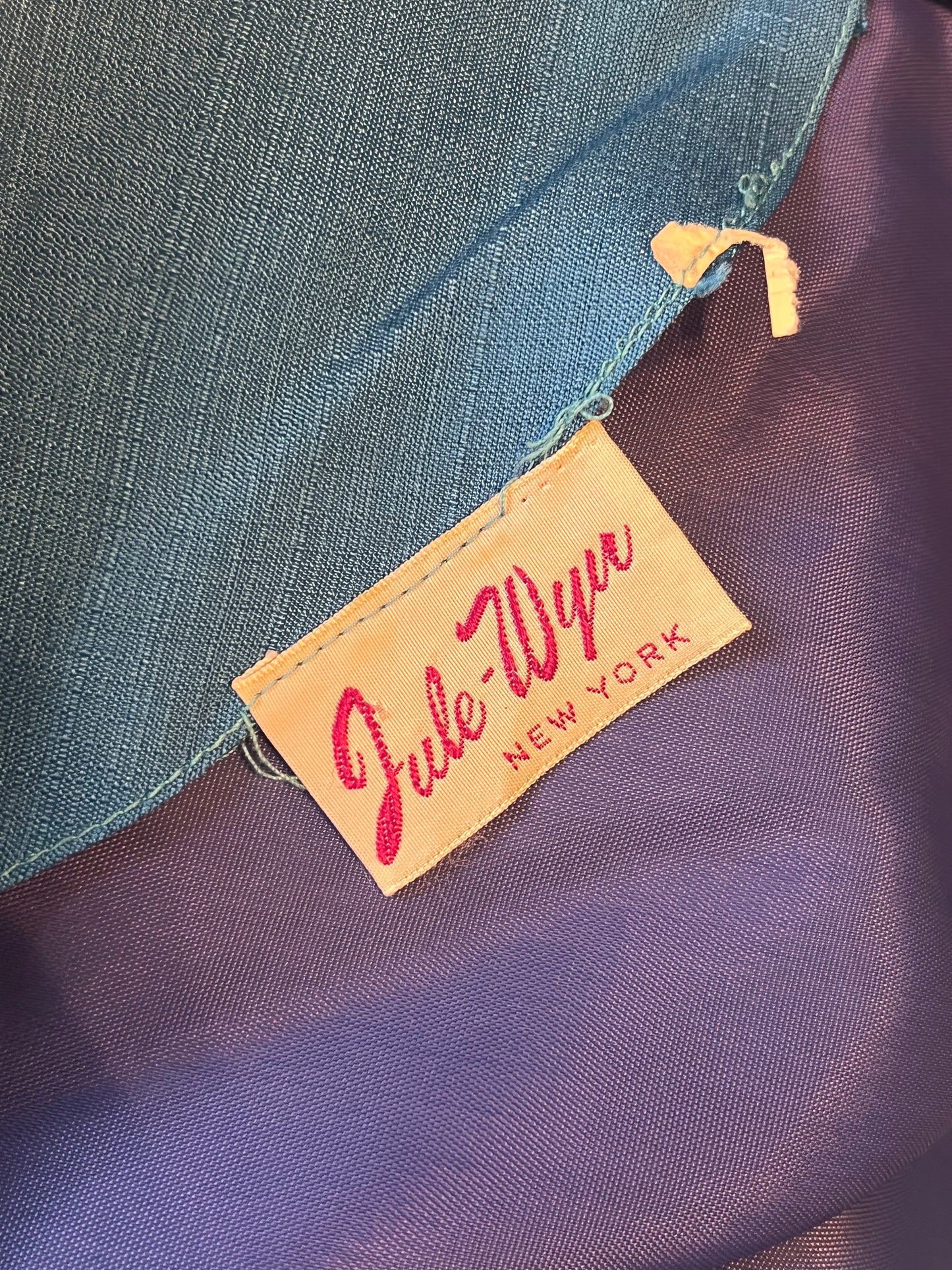 Vintage 1950's "Jule-Wyn of New York" Cerulean Blue Dress