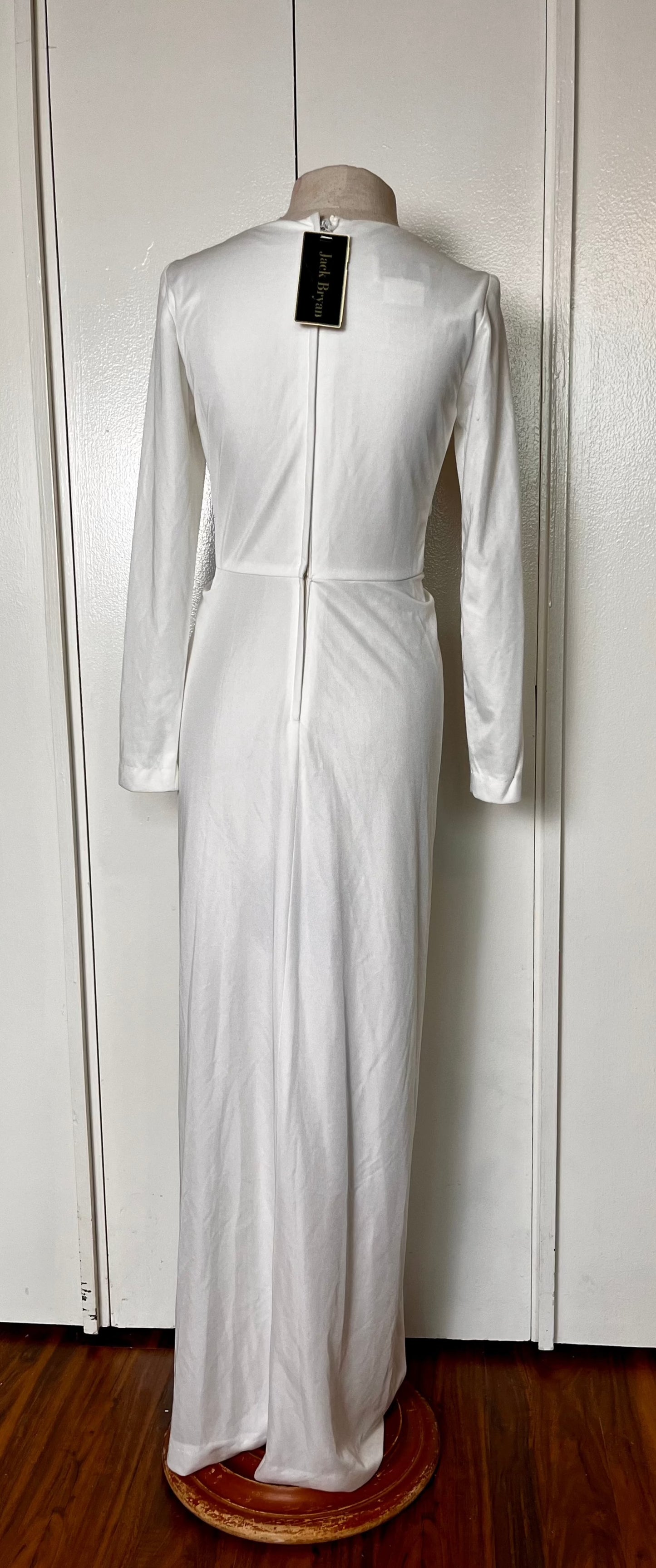 Vintage 1970's "Jack Bryan" White Stretch & Rhinestone Maxi Dress (Deadstock/NWT)