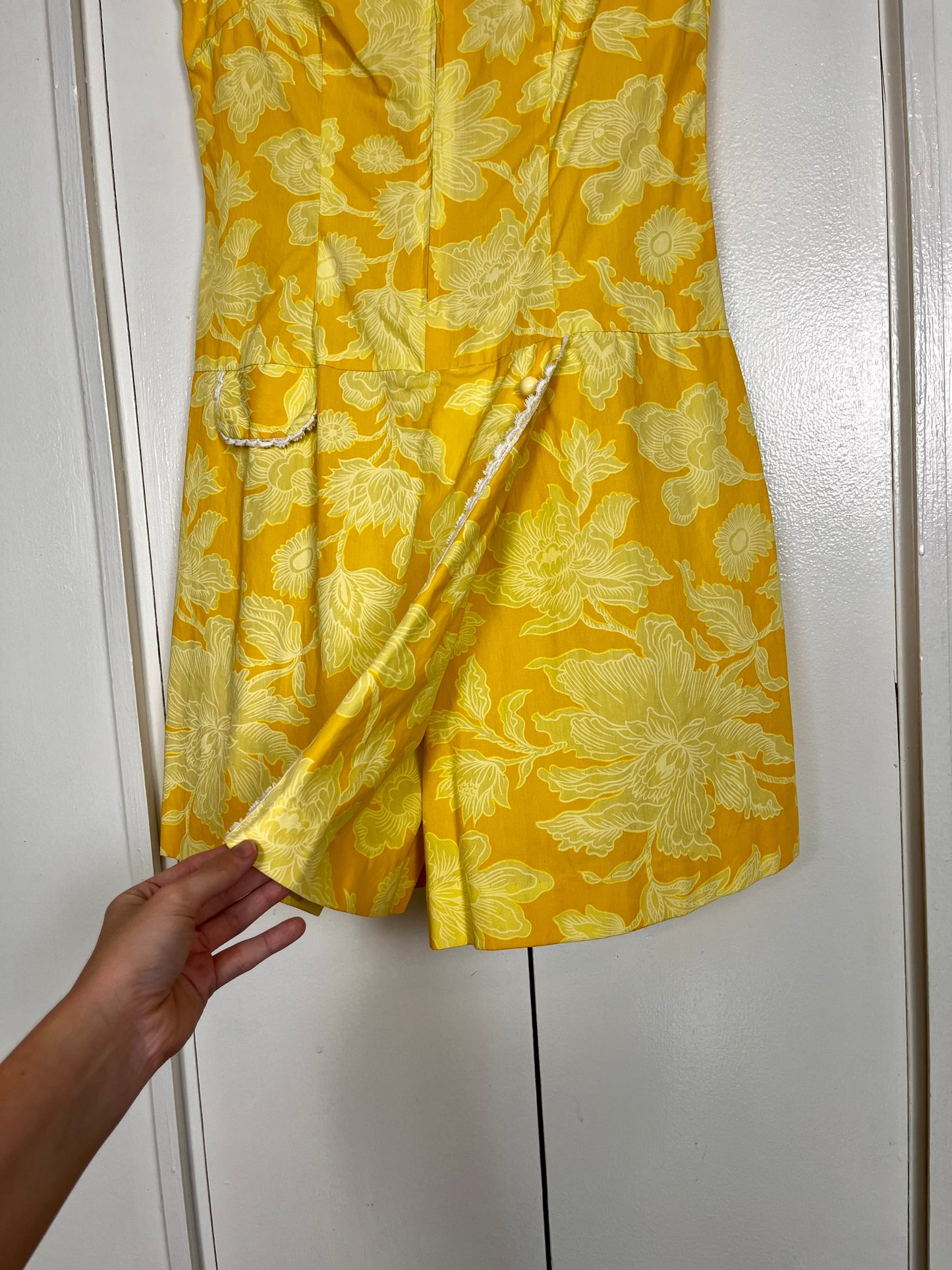 Vintage 1960's "Shaker Square by Bill Sims" Yellow Floral Romper