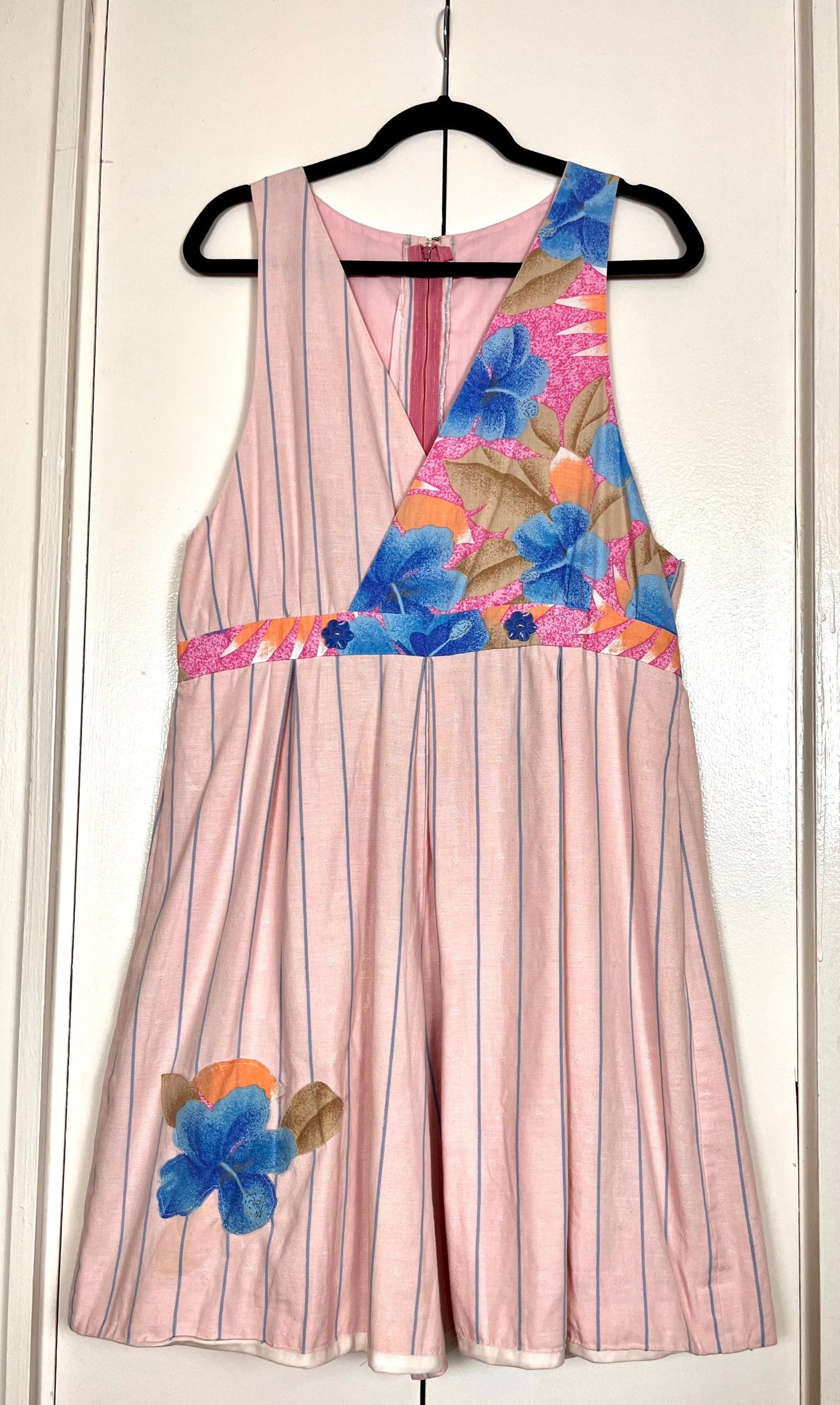 Vintage 1980's Beach Floral Pink Romper