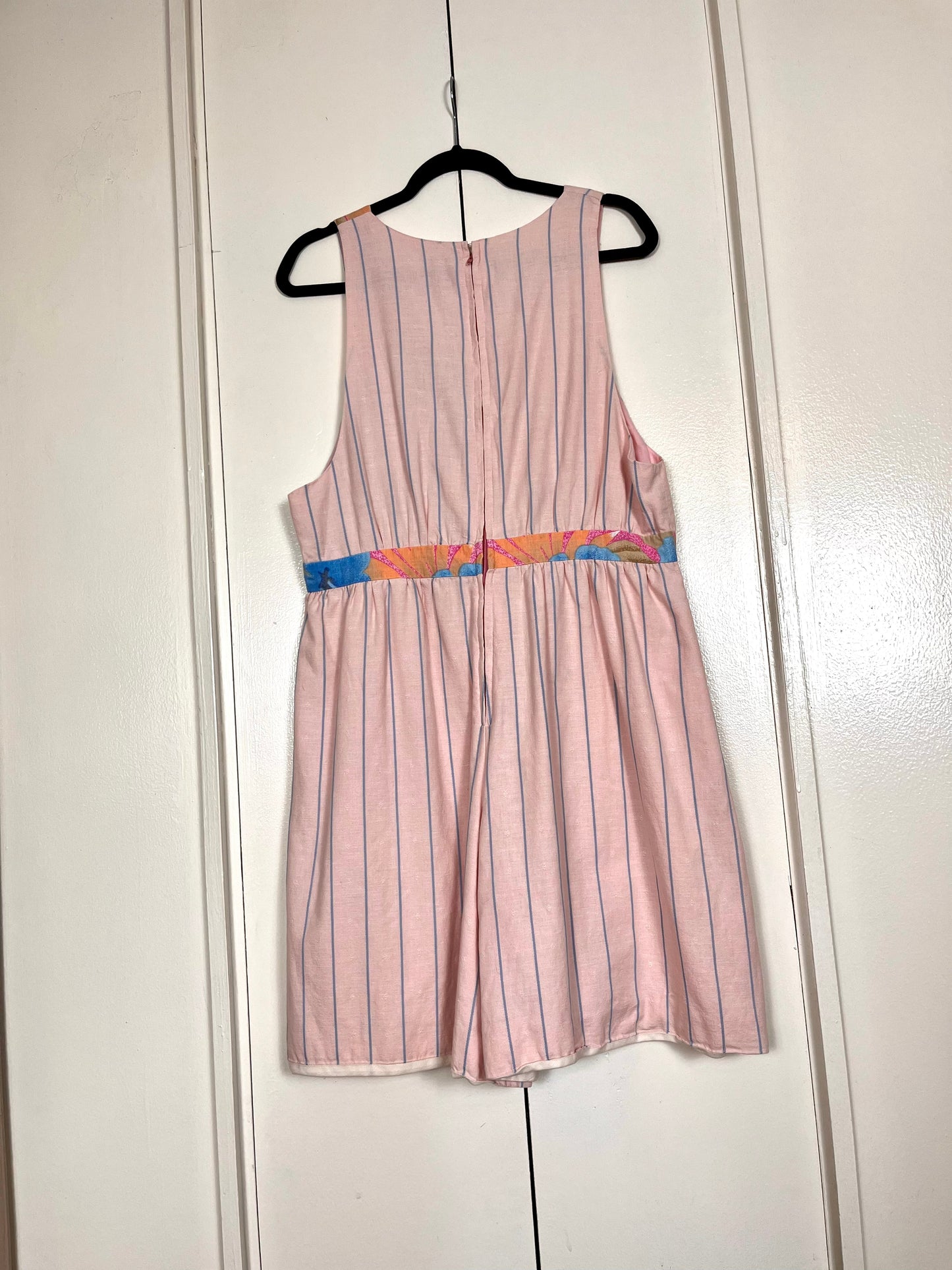 Vintage 1980's Beach Floral Pink Romper