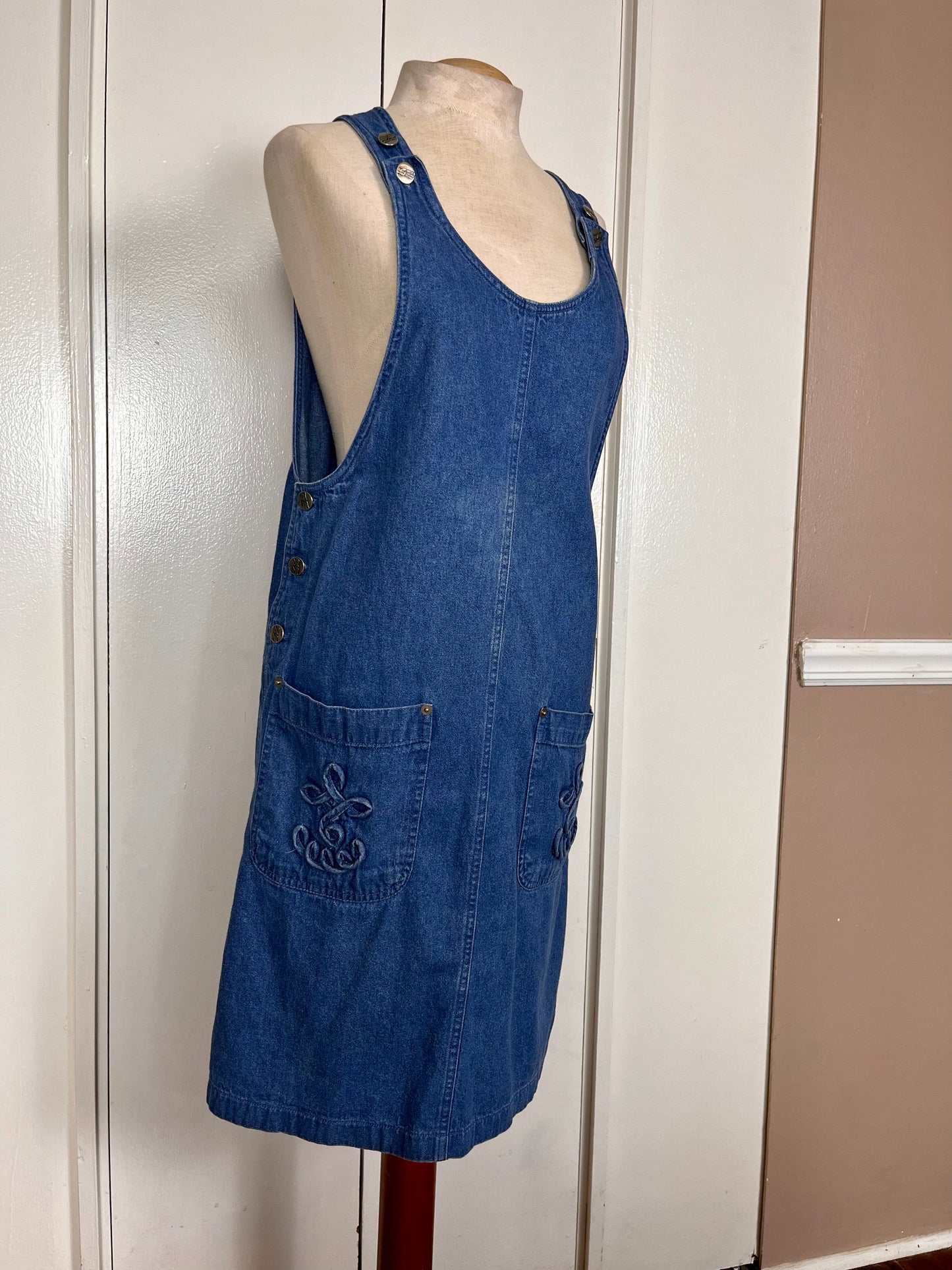 Vintage 1990's "Mizz Lizz" Denim Dungarees Dress
