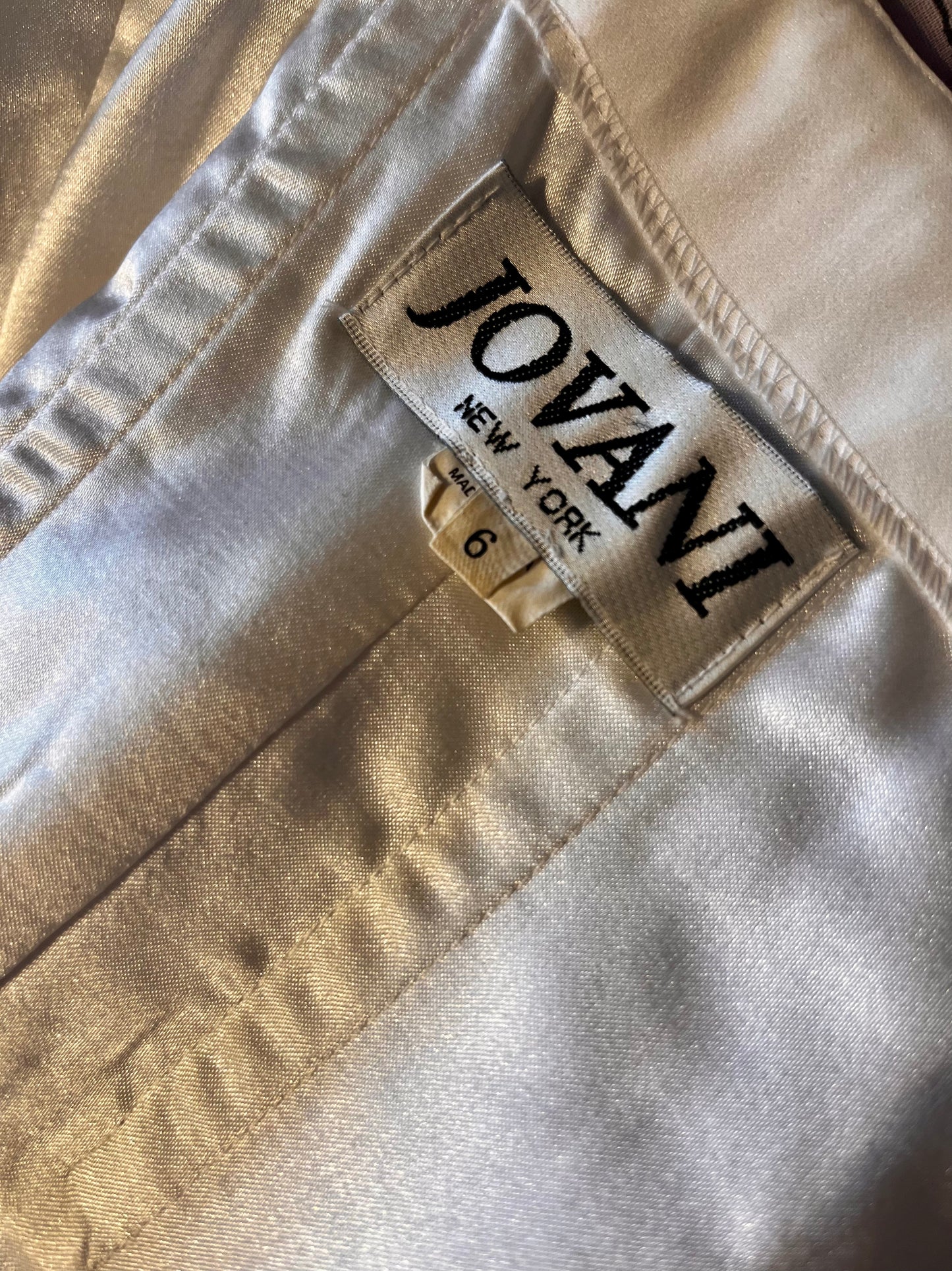 Vintage Y2K "Jovani" White w/ Black Lace Strapless Gown