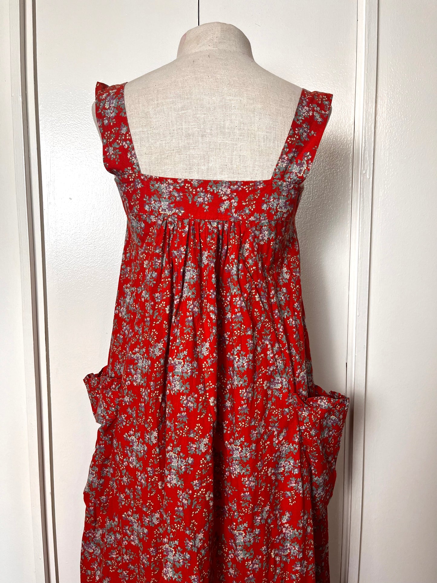 Vintage 1970's "Laura Ashley" (Carno Label) Red Calico Tent Dress