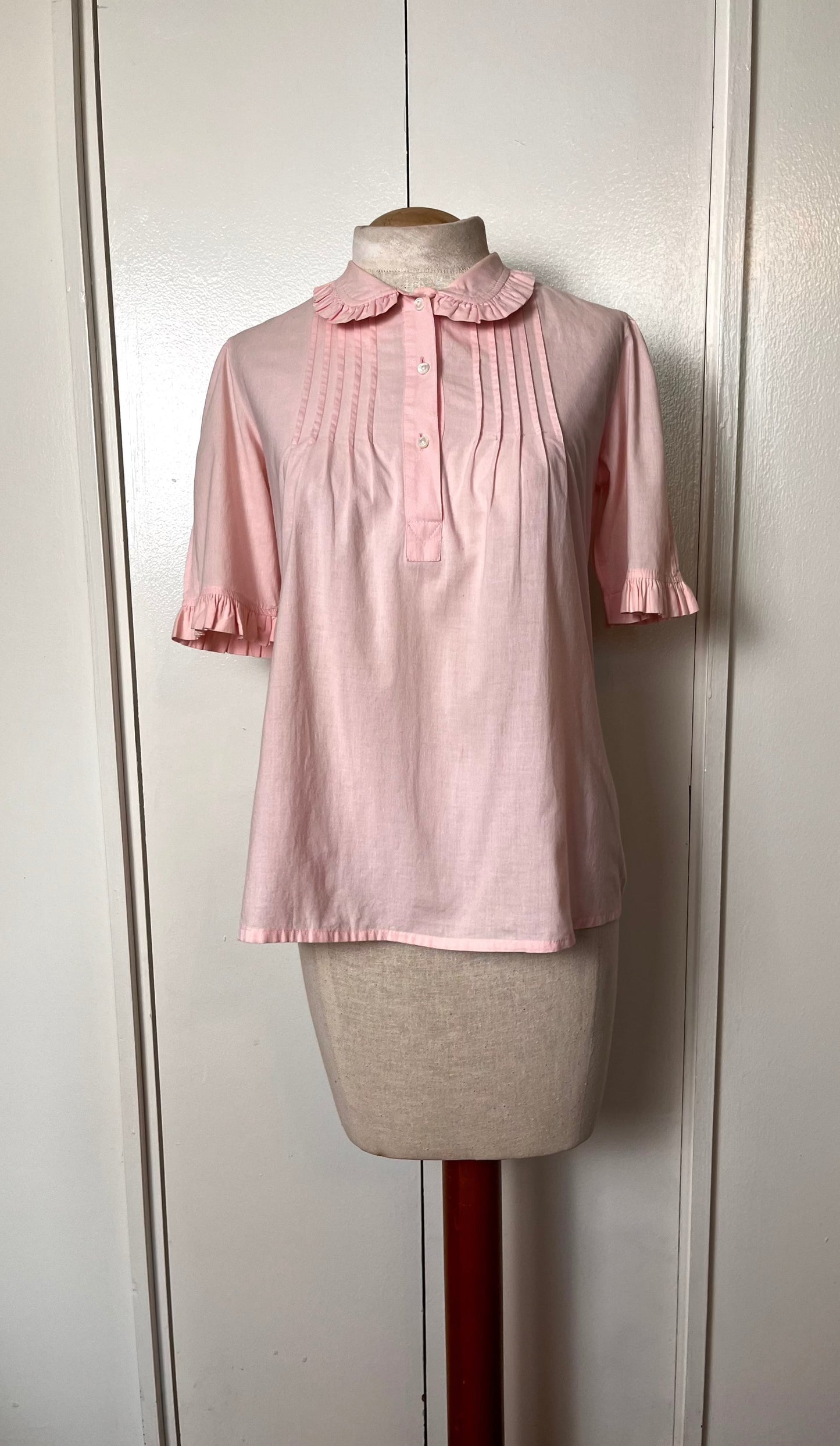 Vintage 1980's "Laura Ashley" Collared Light Pink Blouse