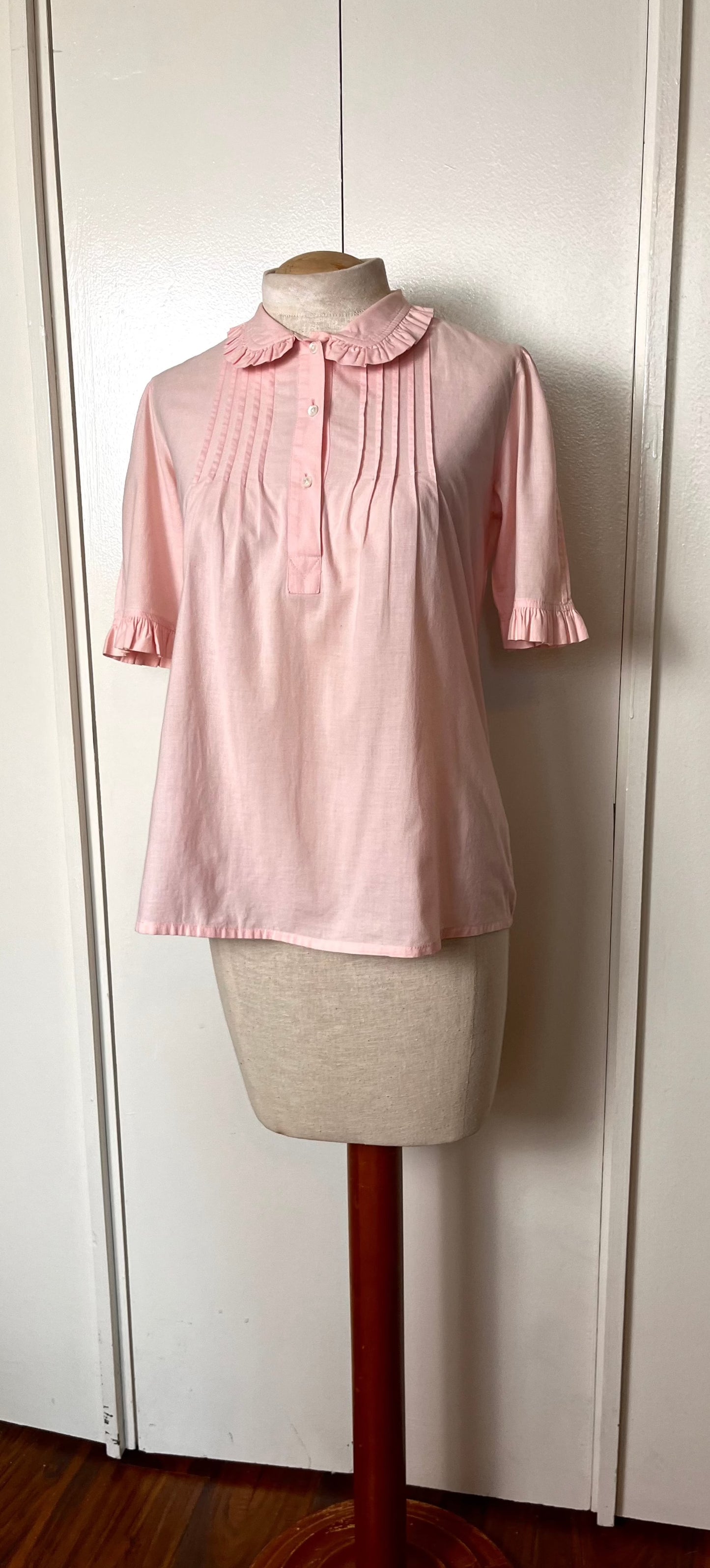 Vintage 1980's "Laura Ashley" Collared Light Pink Blouse