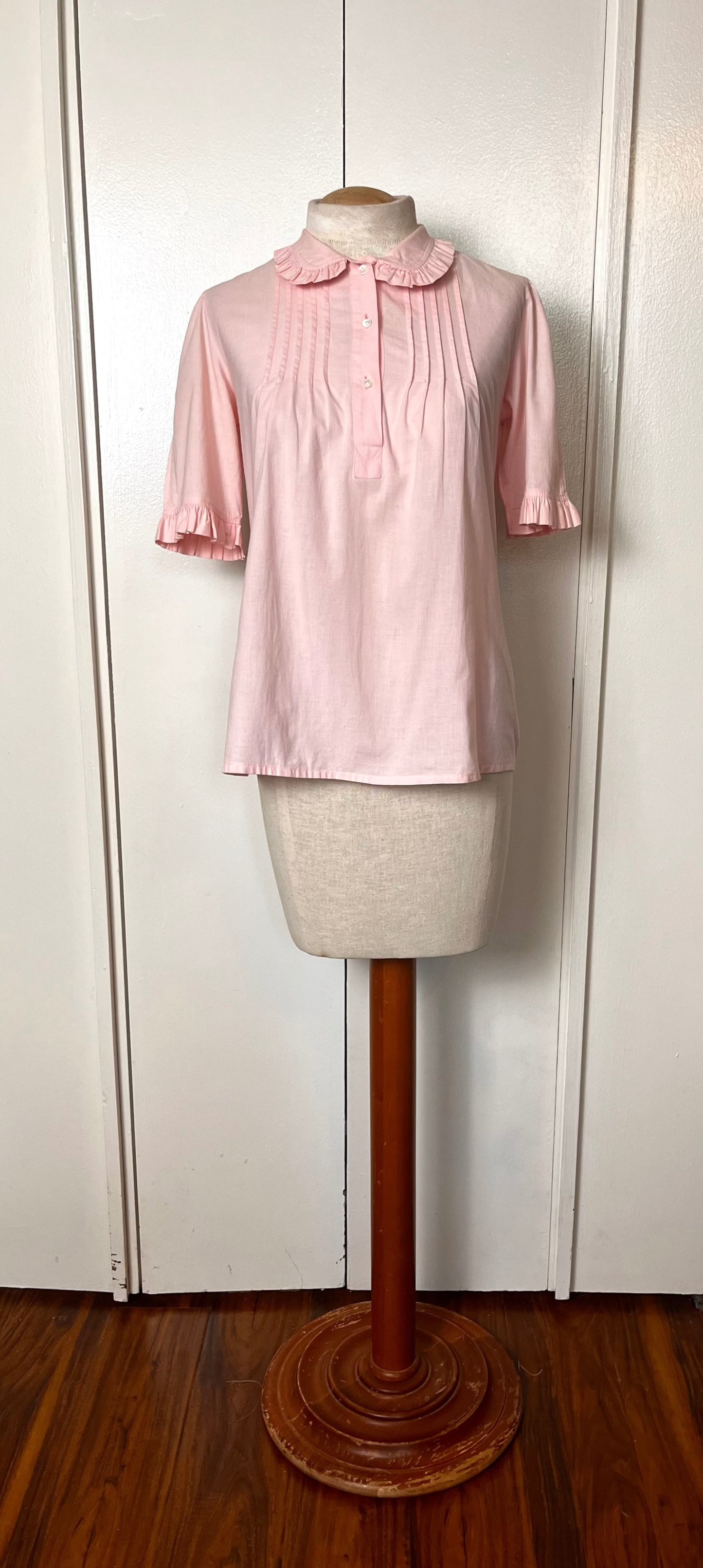 Vintage 1980's "Laura Ashley" Collared Light Pink Blouse