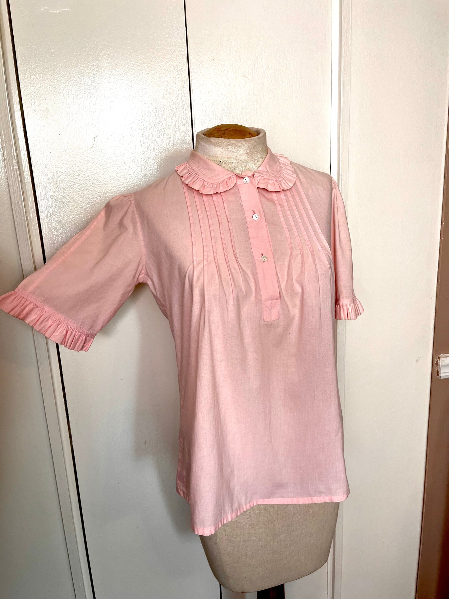 Vintage 1980's "Laura Ashley" Collared Light Pink Blouse