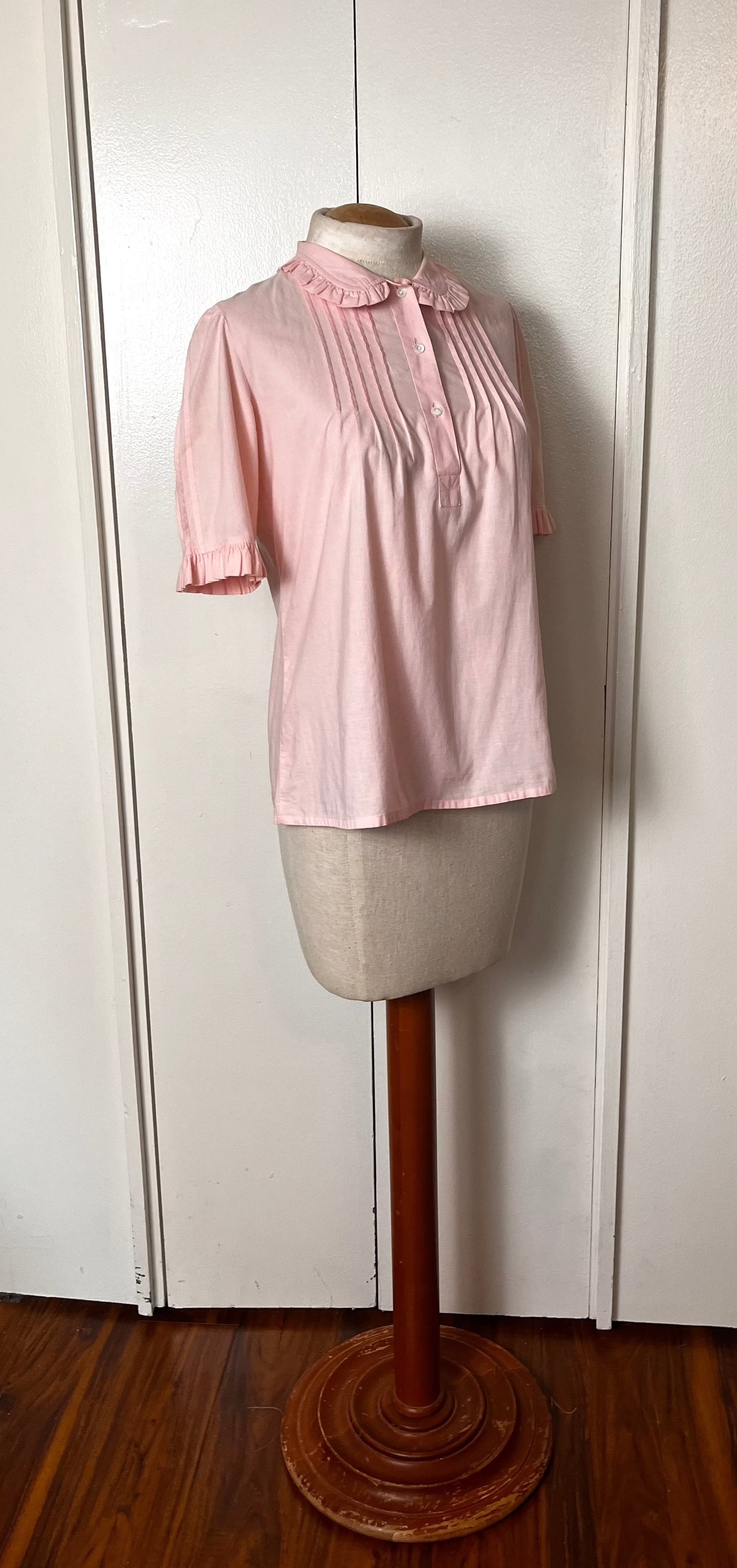 Vintage 1980's "Laura Ashley" Collared Light Pink Blouse