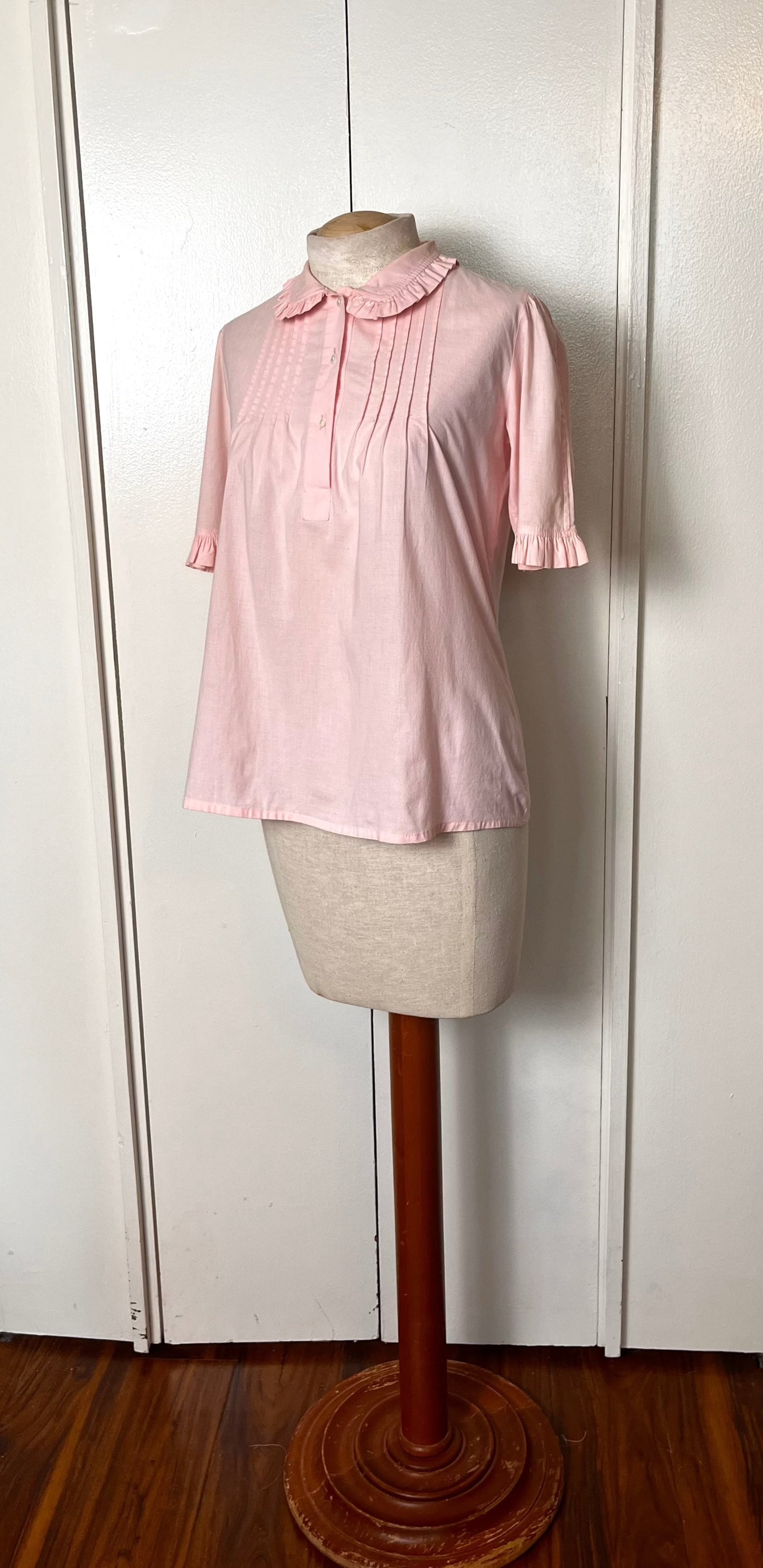 Vintage 1980's "Laura Ashley" Collared Light Pink Blouse