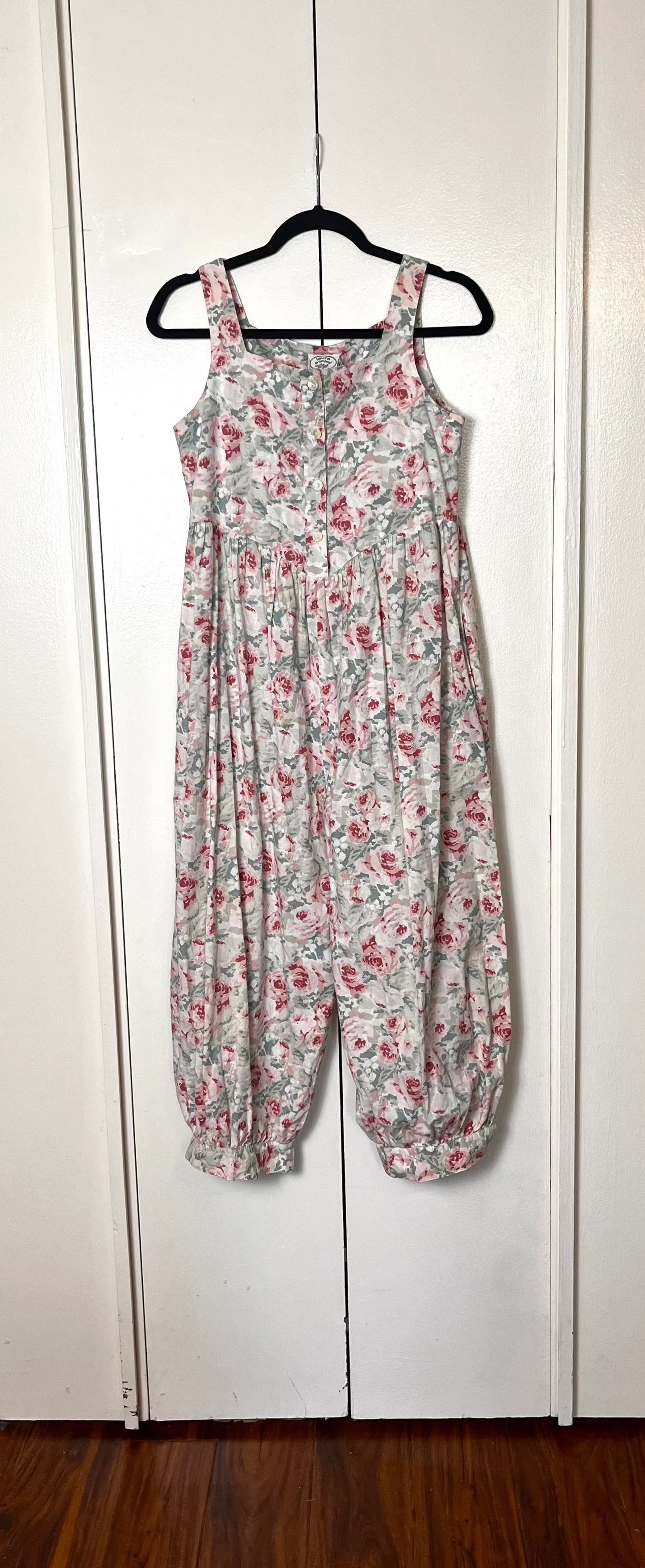 Vintage 1980's "Laura Ashley" Pink Roses Floral Romper