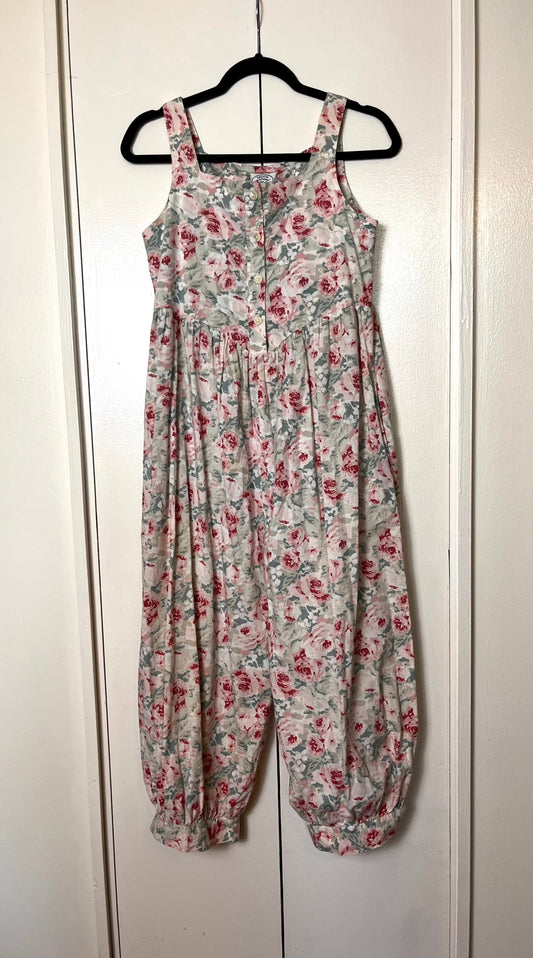 Vintage 1980's "Laura Ashley" Pink Roses Floral Romper