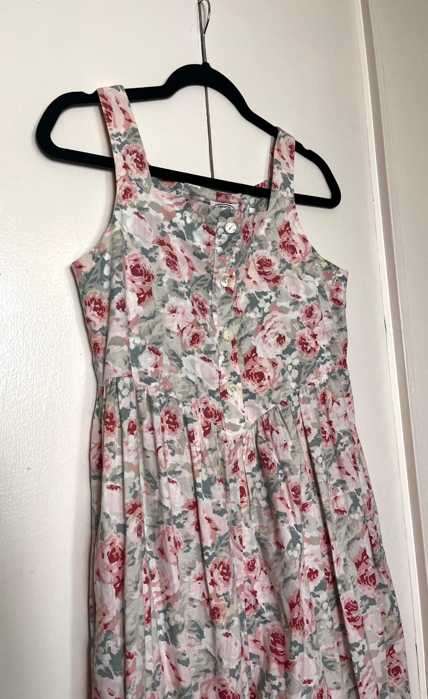 Vintage 1980's "Laura Ashley" Pink Roses Floral Romper