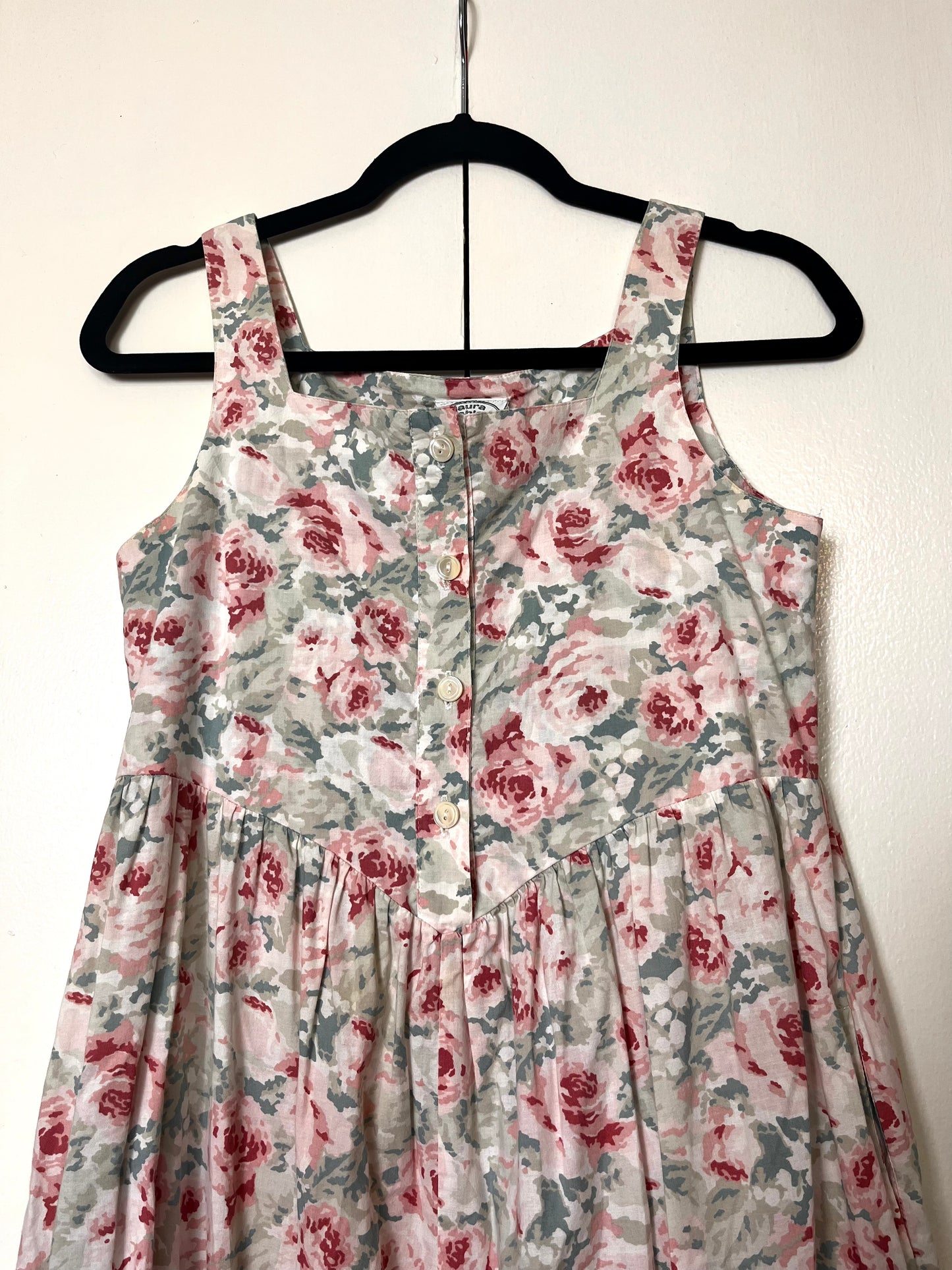 Vintage 1980's "Laura Ashley" Pink Roses Floral Romper