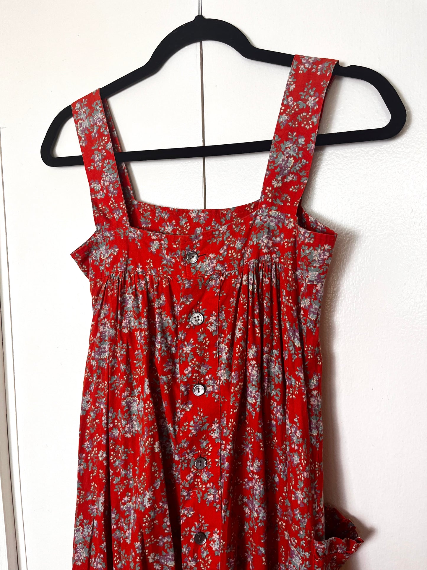 Vintage 1970's "Laura Ashley" (Carno Label) Red Calico Tent Dress