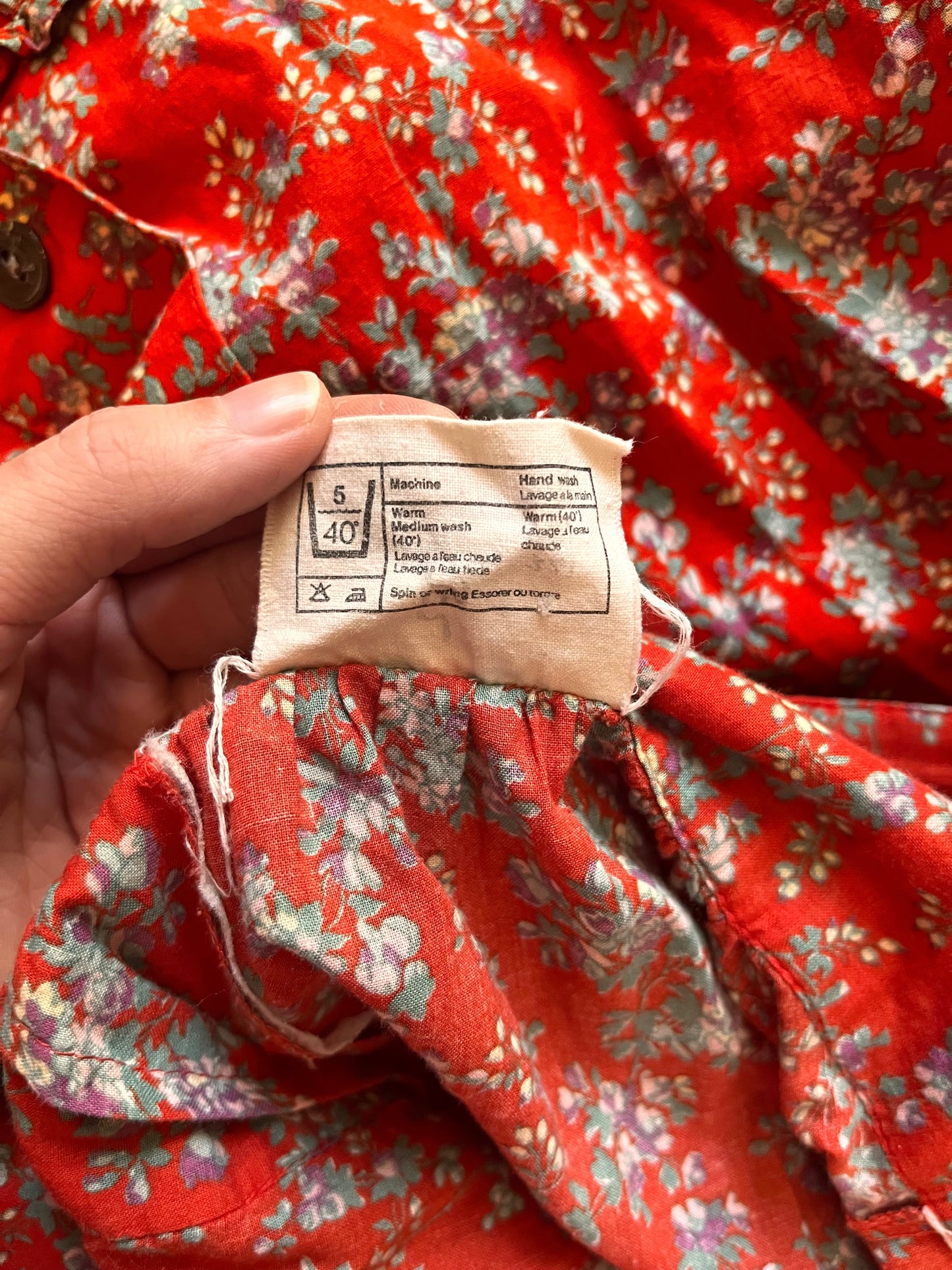 Vintage 1970's "Laura Ashley" (Carno Label) Red Calico Tent Dress